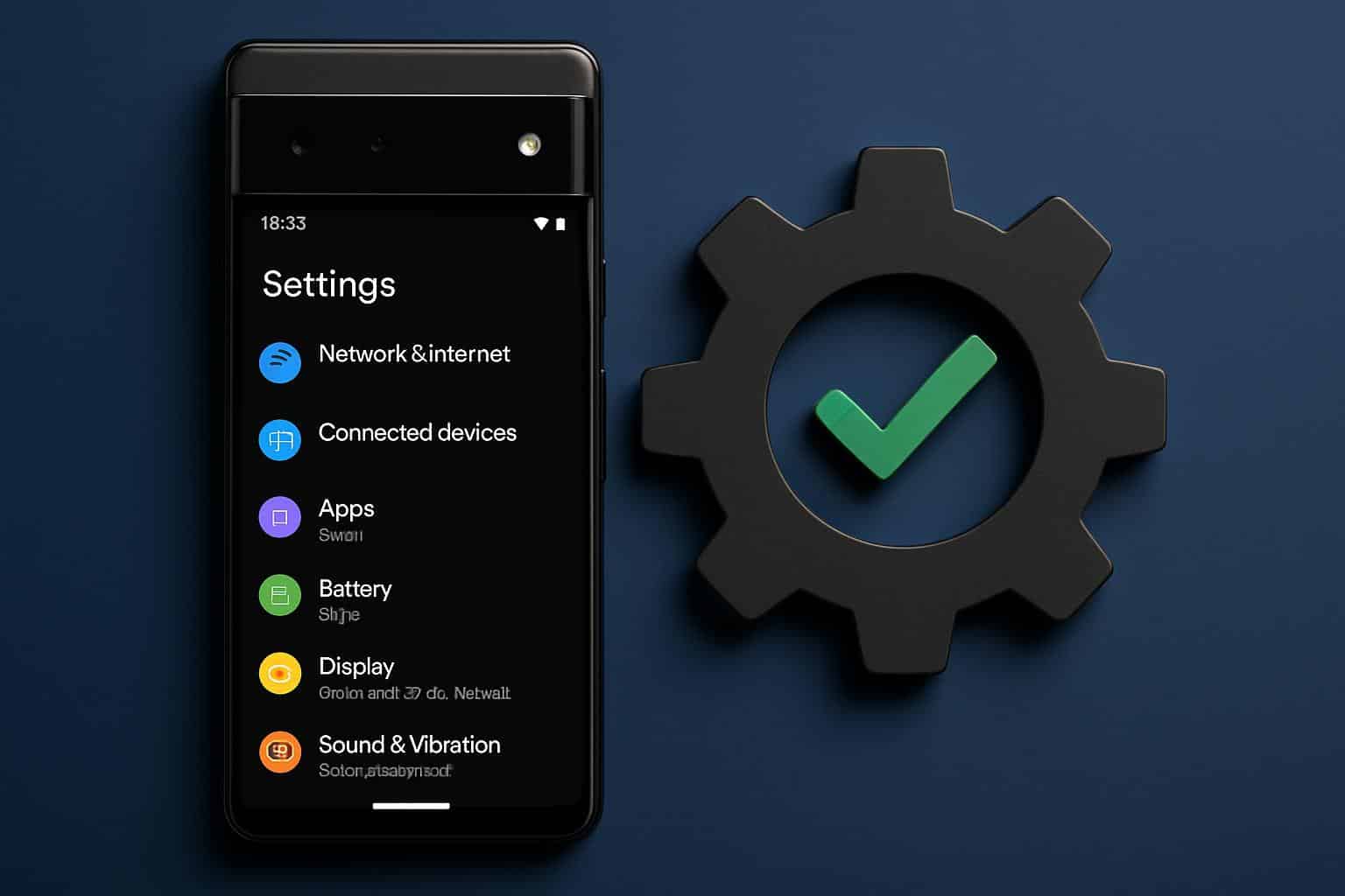 Google Pixel settings screen showing performance optimization and battery options