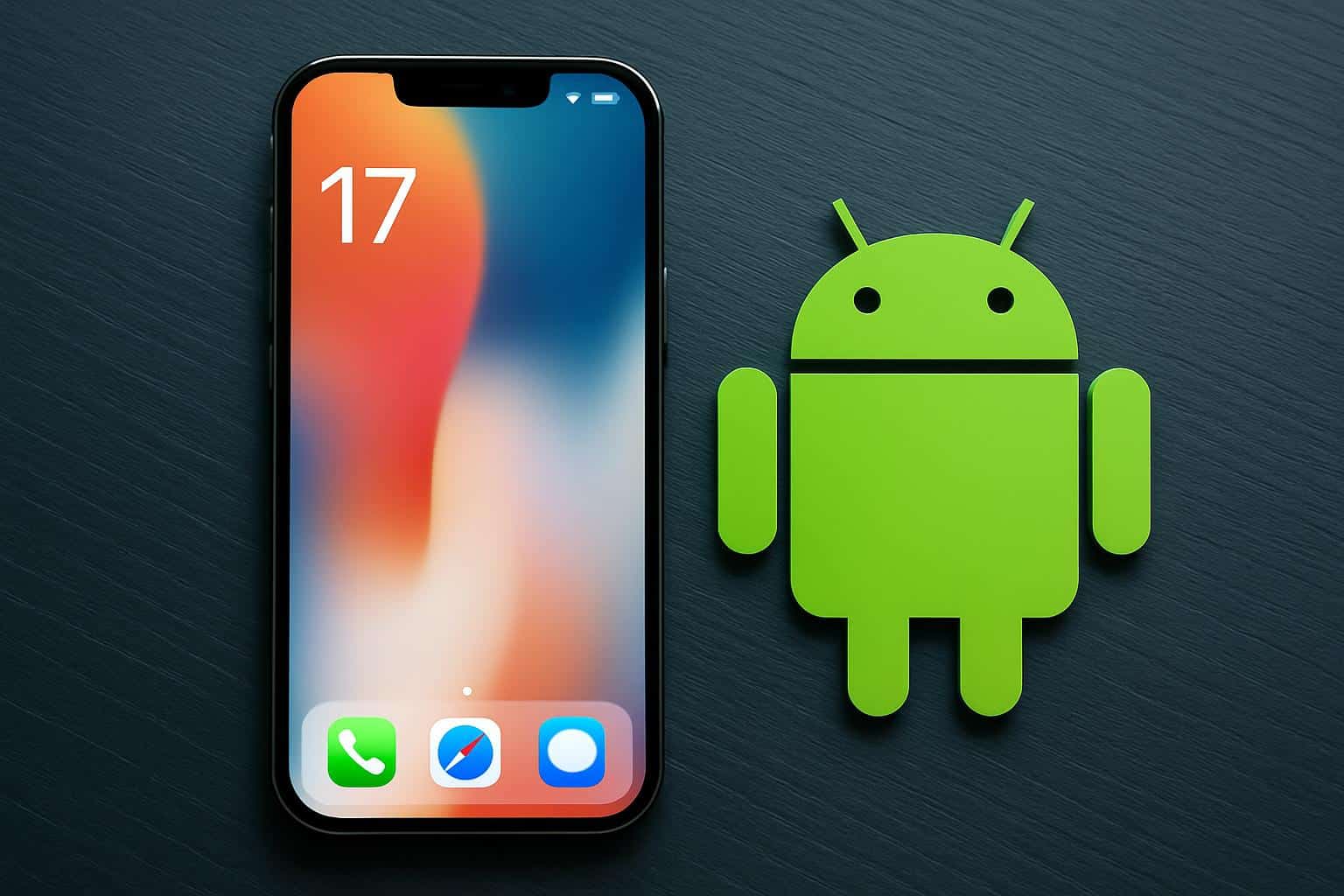 iPhone 17 concept running Android OS with Android logo on screen