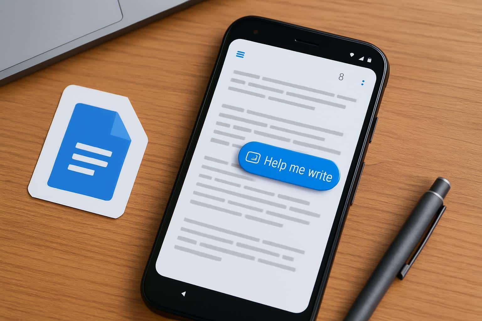Google Docs 'Help me write' AI feature on Android phone screen