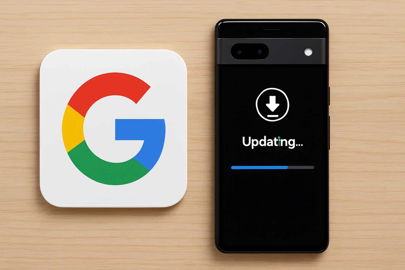 Google Pixel phone showing new software update notification