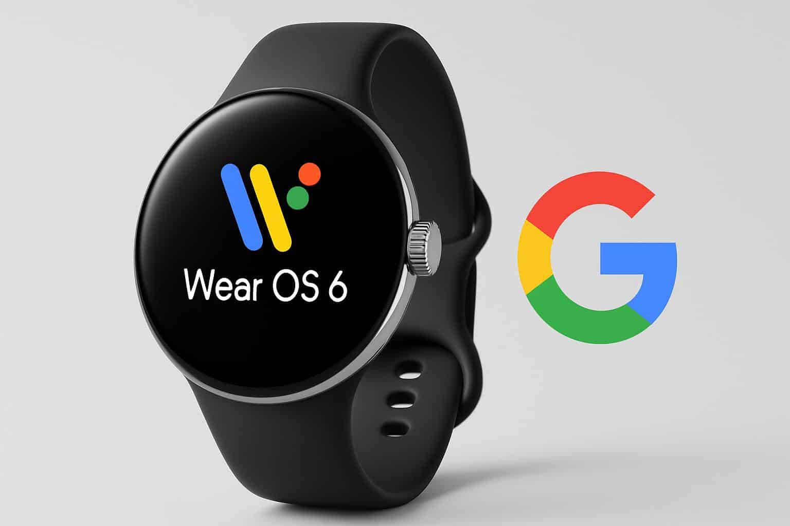 Google Pixel Watch displaying Wear OS 6 update screen