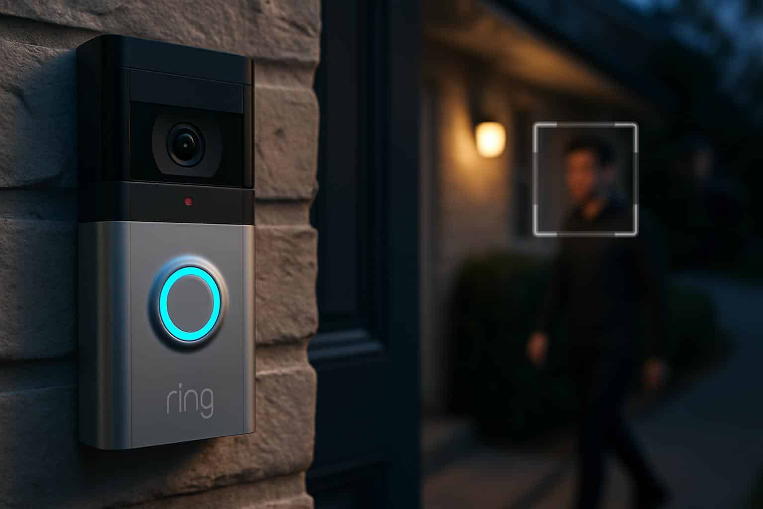 Ring doorbell camera with Familiar Faces facial recognition, sparking privacy concerns