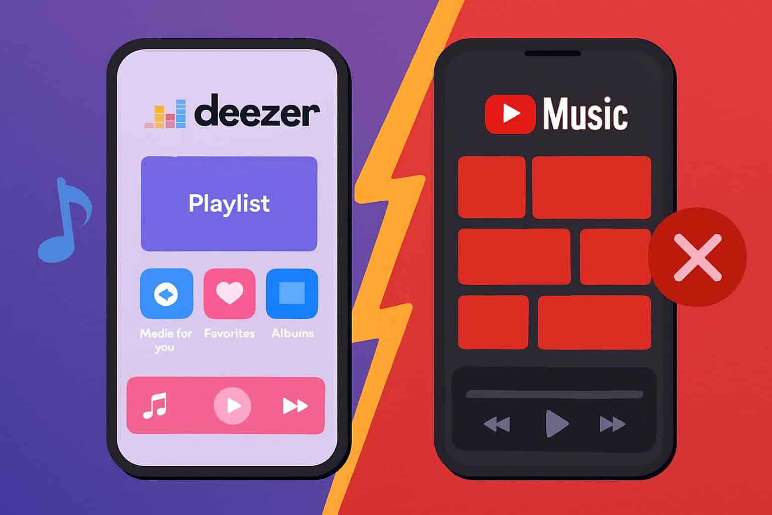 YouTube Music vs feature-rich rival music app on smartphone screen