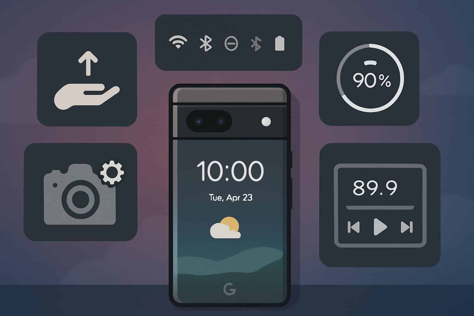 Google Pixel phone with icons of 5 features that should make a comeback