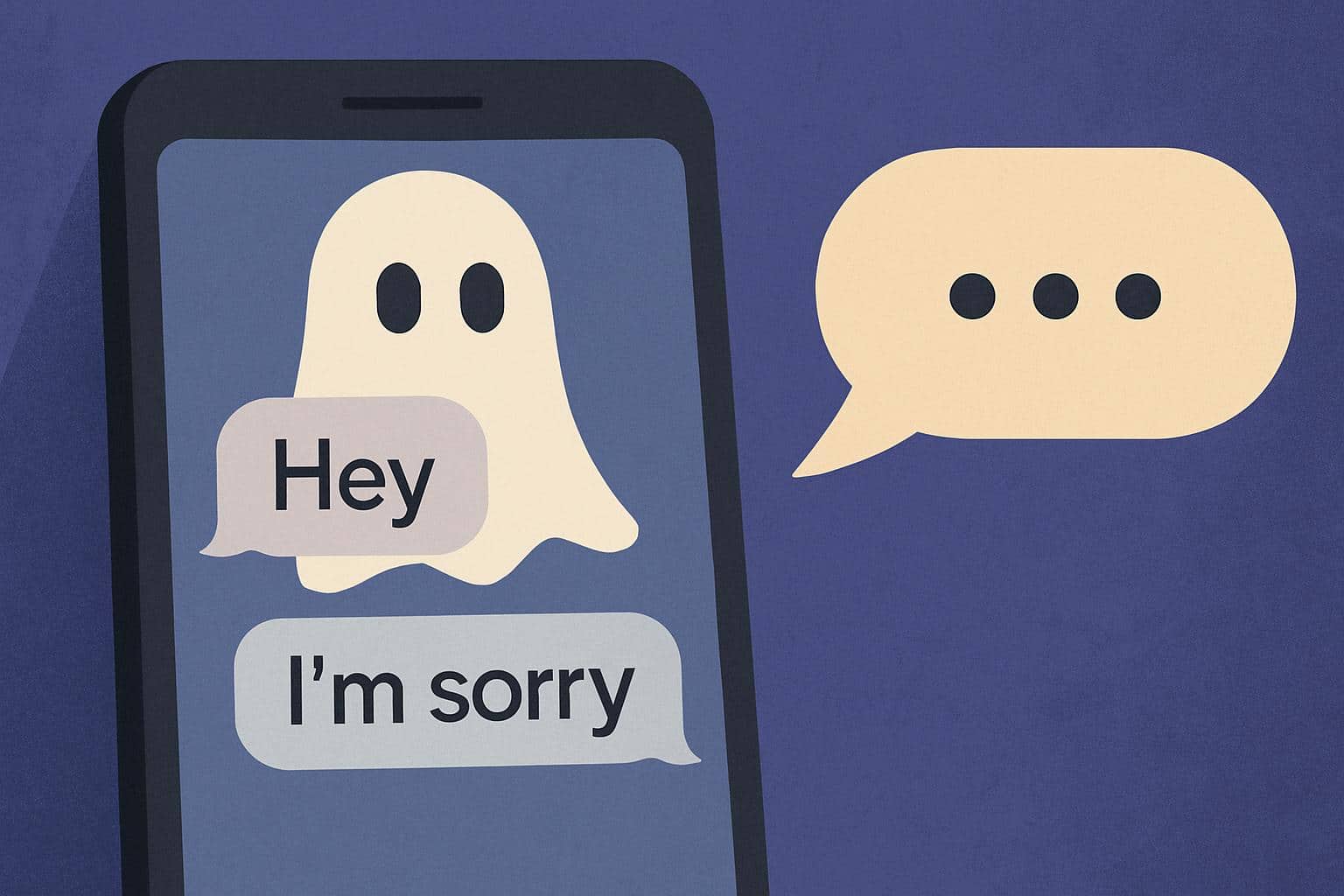 Smartphone chat with 'Hey stranger' message from a returning ghoster