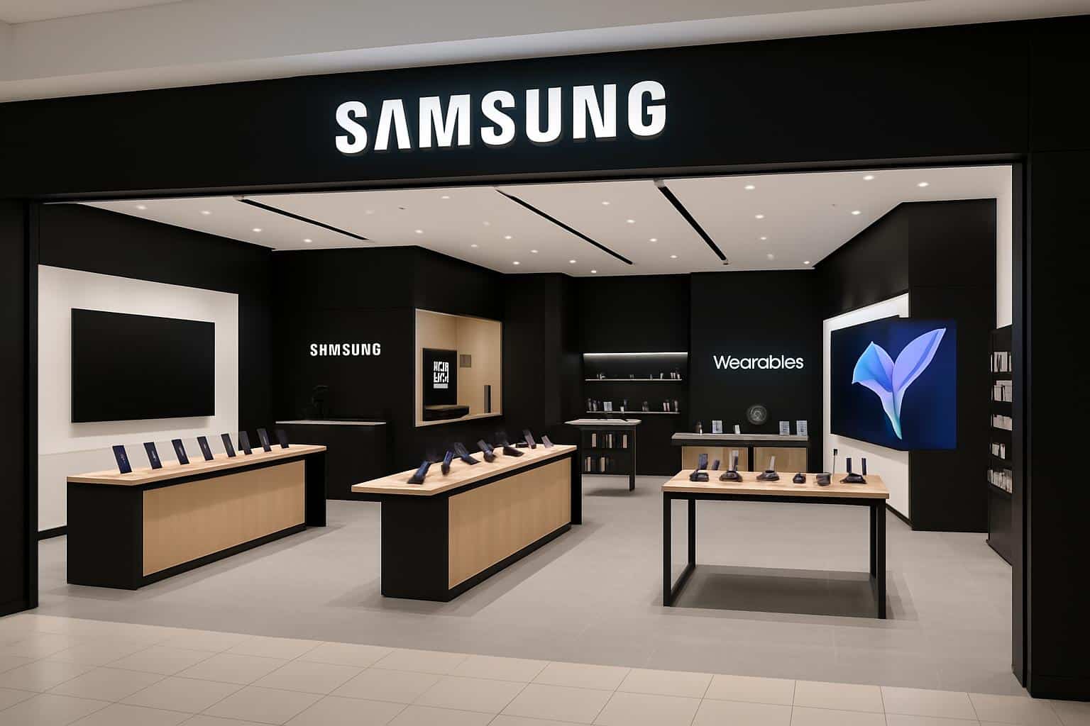 Samsung Experience Store storefront and U.S. map with three new locations