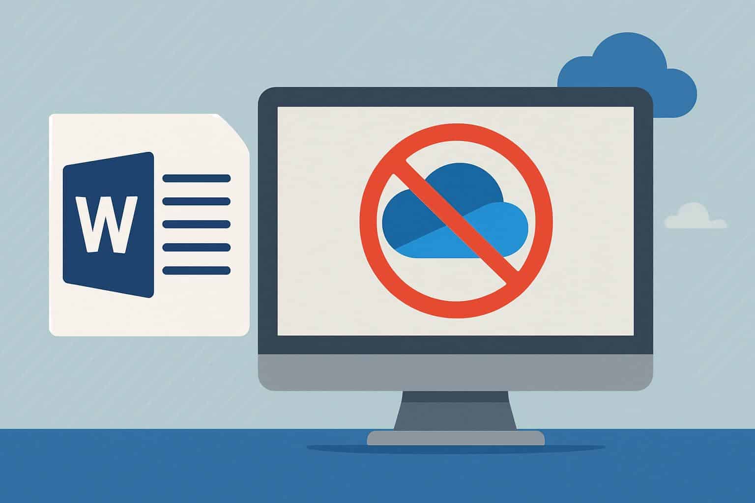 Word Options Save settings: disable OneDrive, enable Save to This PC by default