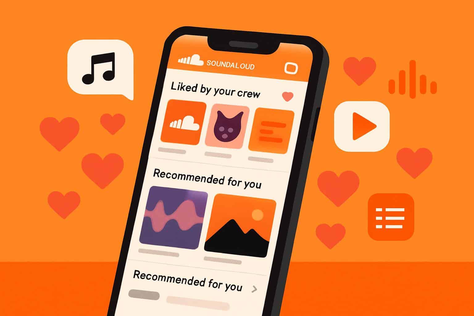SoundCloud app interface with Friend Likes to boost social music discovery