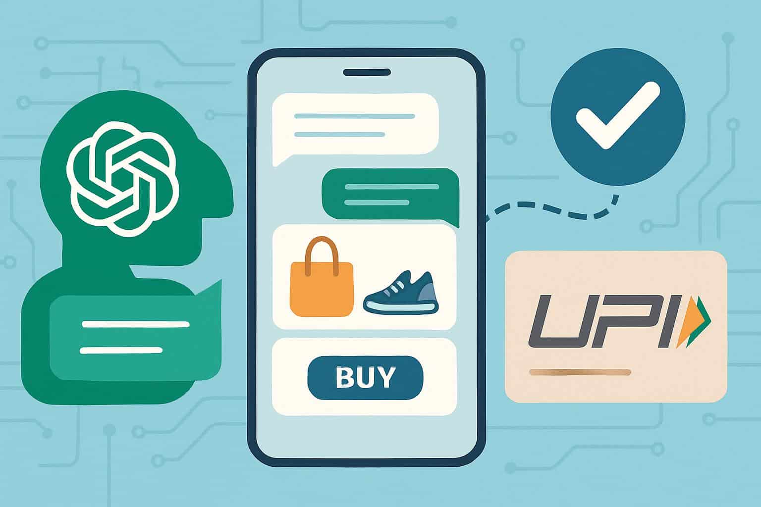 AI shopping chatbot on smartphone with UPI payments in India