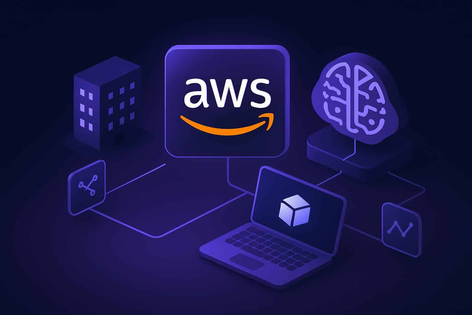 AWS cloud and AI circuitry illustrating Quick Suite Enterprise AI Hub
