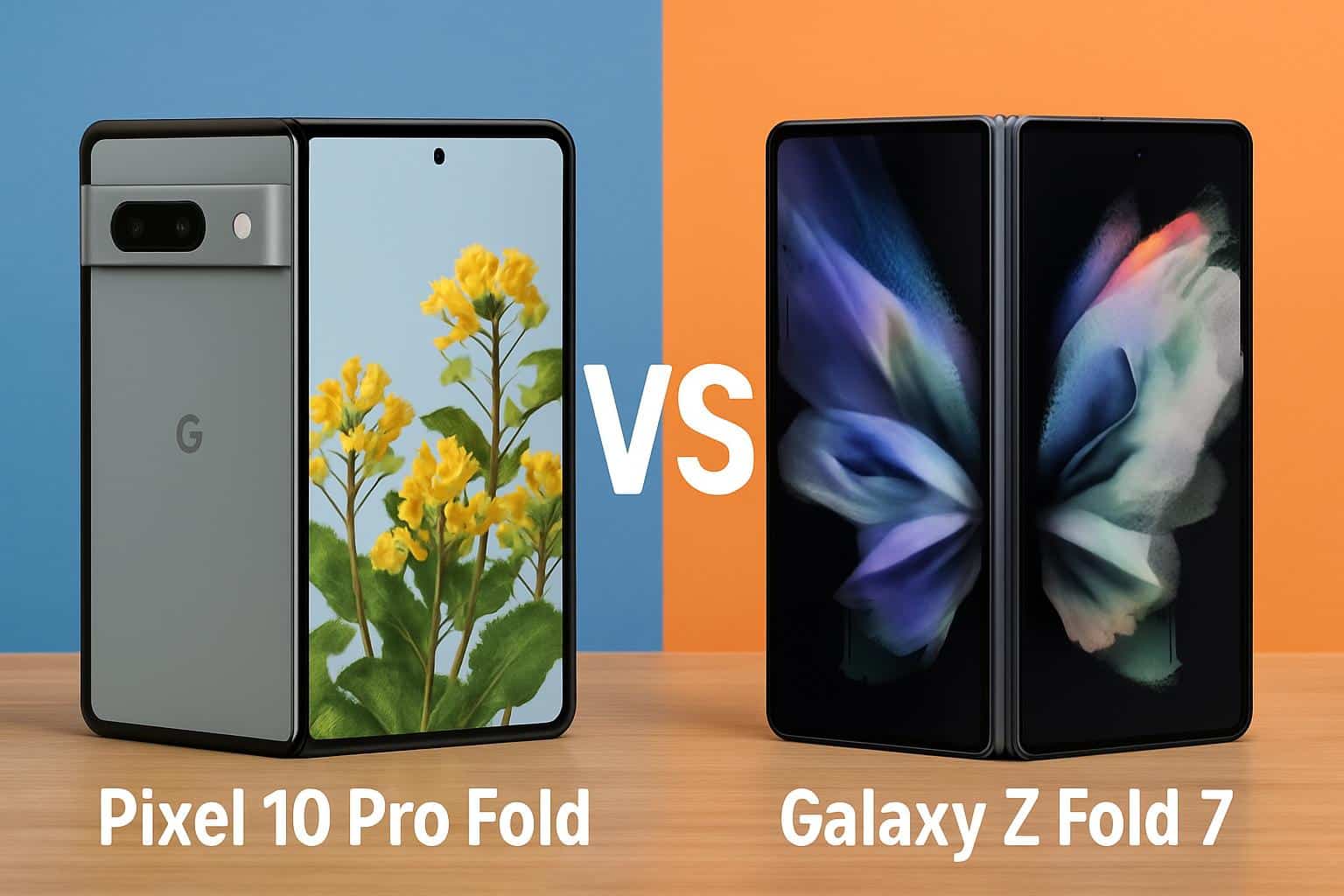 Pixel 10 Pro Fold vs Galaxy Z Fold 7 side-by-side comparison of foldable phones
