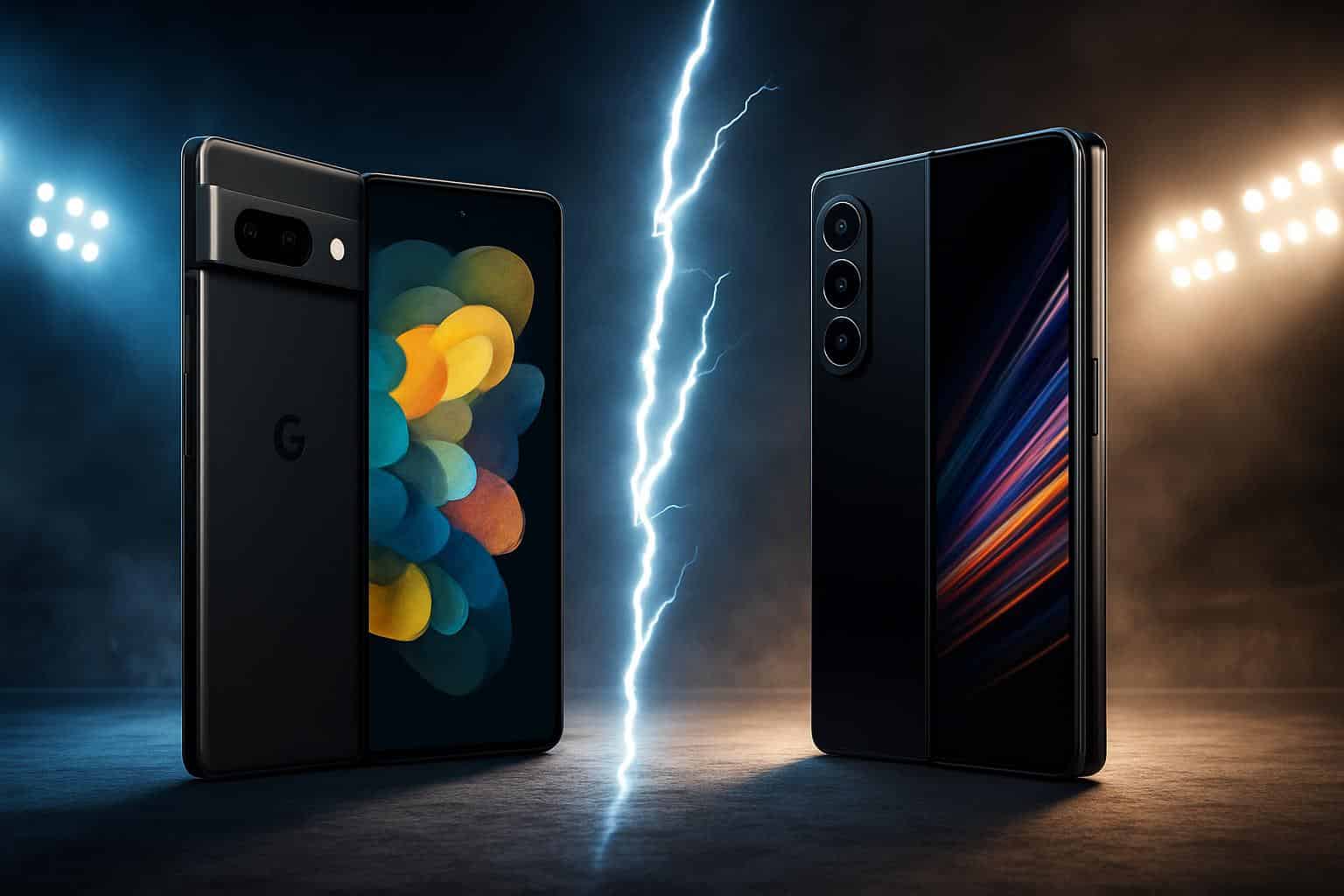 Pixel 10 Pro Fold vs Galaxy Z Fold 7 side-by-side comparison of foldable phones