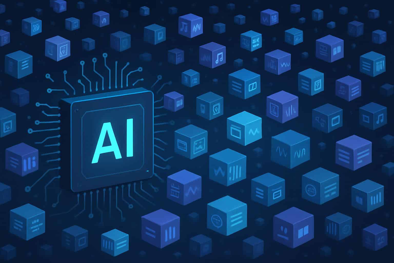 Open-source AI model swarm visualized as an interconnected network