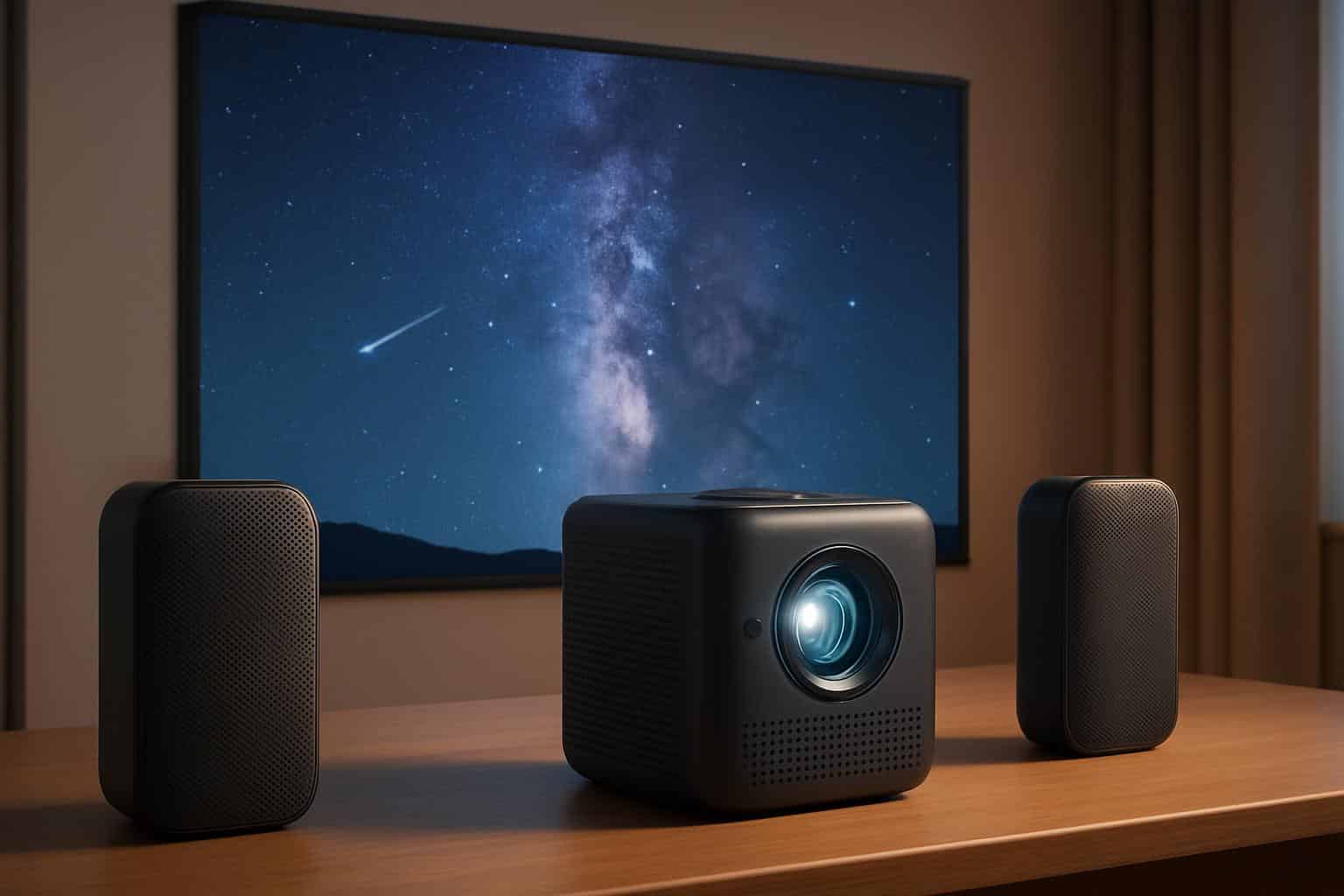 Anker Nebula P1 projector with detachable speakers, budget-friendly home theater