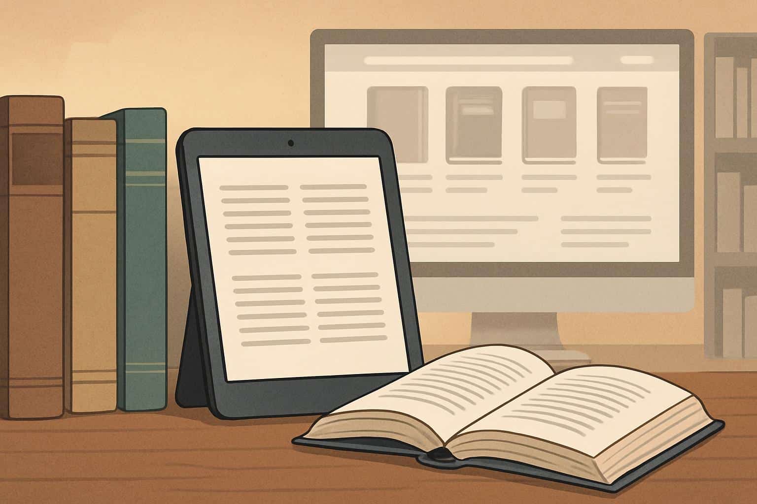 E-reader with classic books highlighting 10 best free ebook reading sites