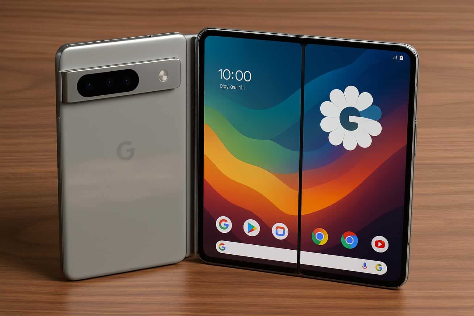 Google Pixel 10 Pro Fold unfolded, showcasing expansive OLED display and hinge design