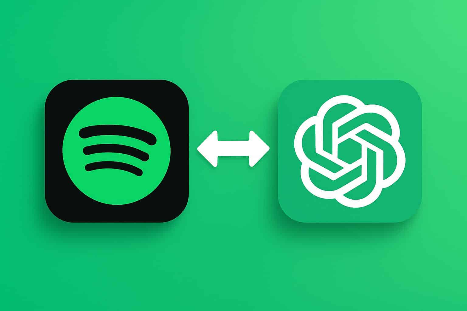 Phone screen showing Spotify and ChatGPT integration with music controls and chat window