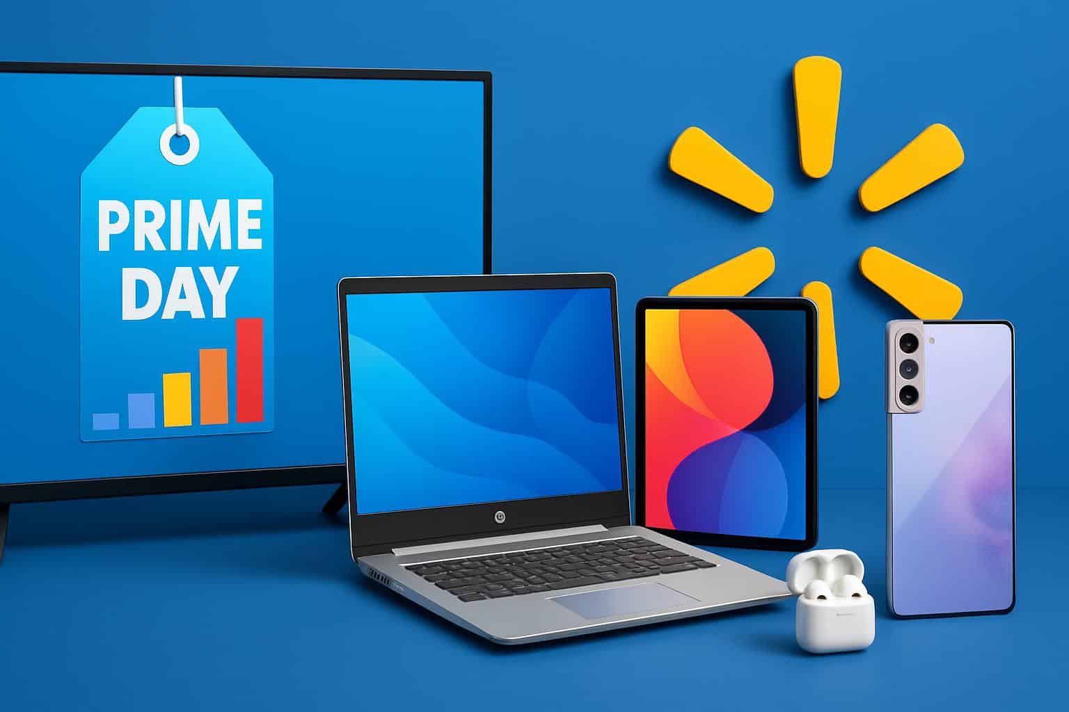 Walmart tech deals rival Prime Day, electronics discounts and sale signage