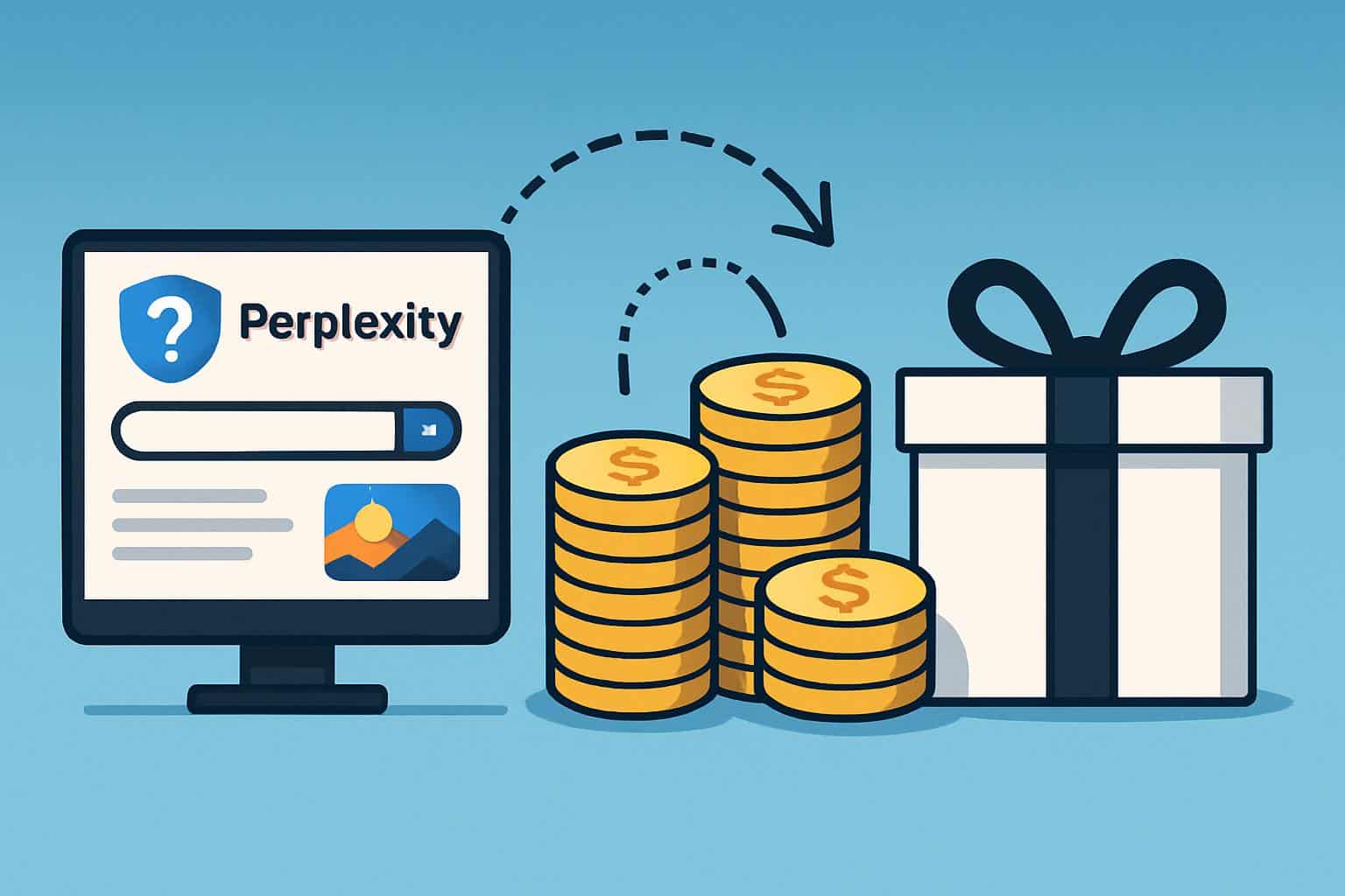 Perplexity Pro free for a year: three methods shown with icons and a 1-year badge