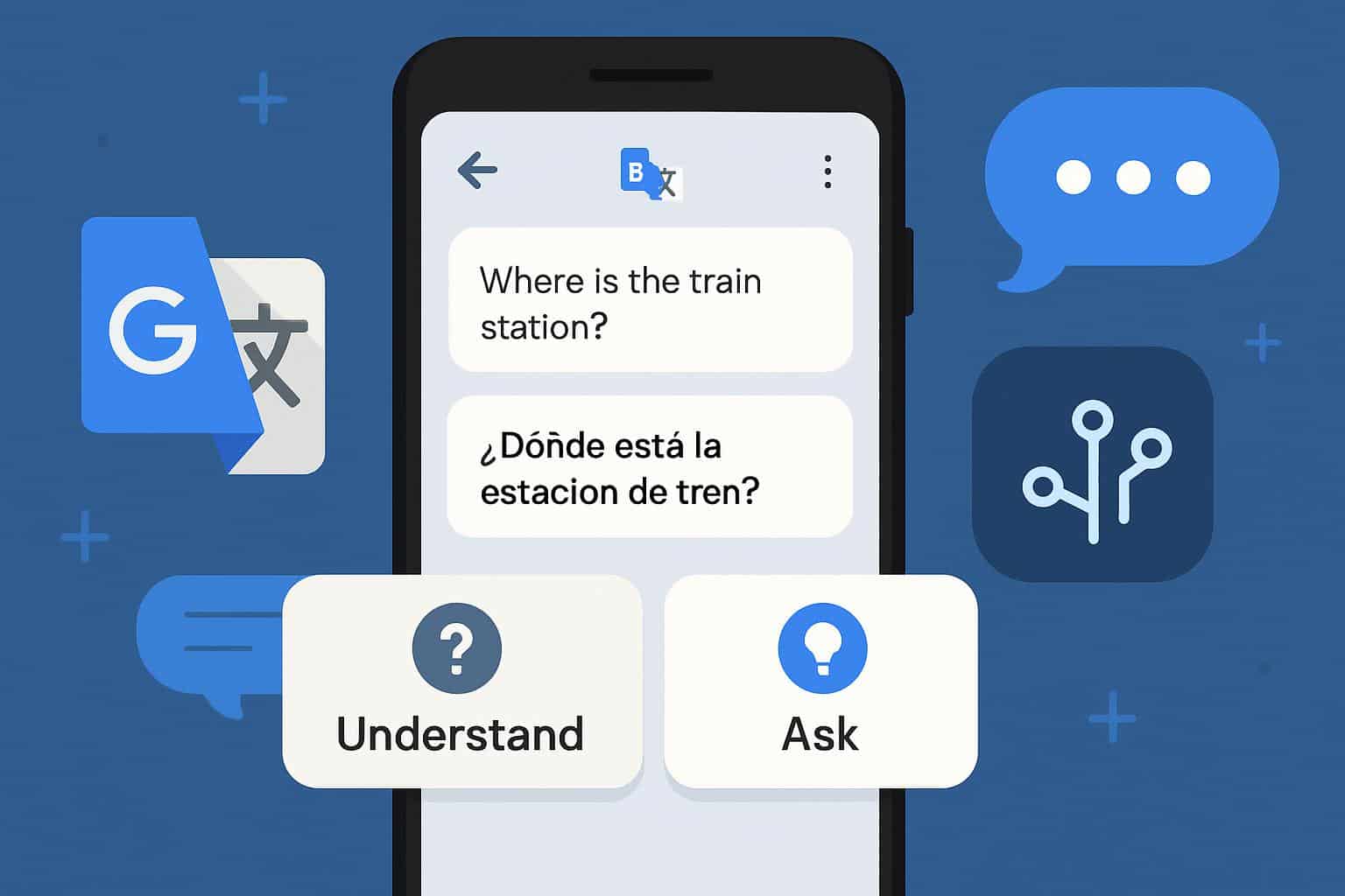 Google Translate app screen with AI follow-up suggestions, feature in limited rollout