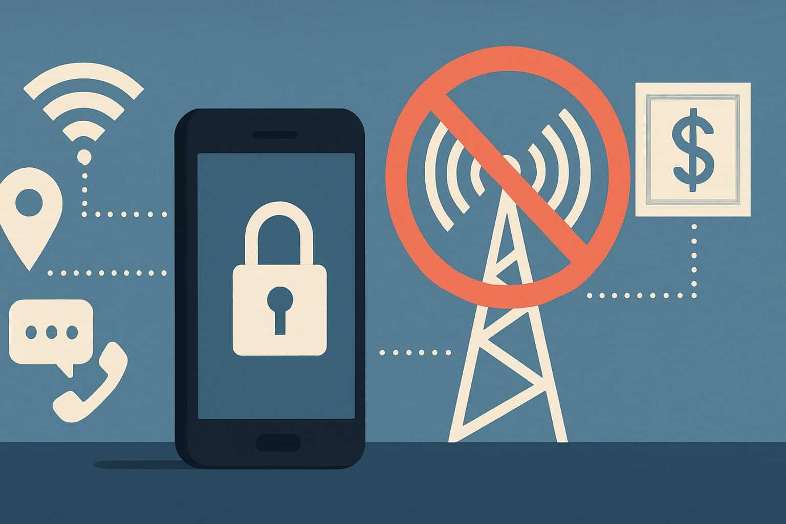 Smartphone with padlock restricting mobile carrier data collection and tracking