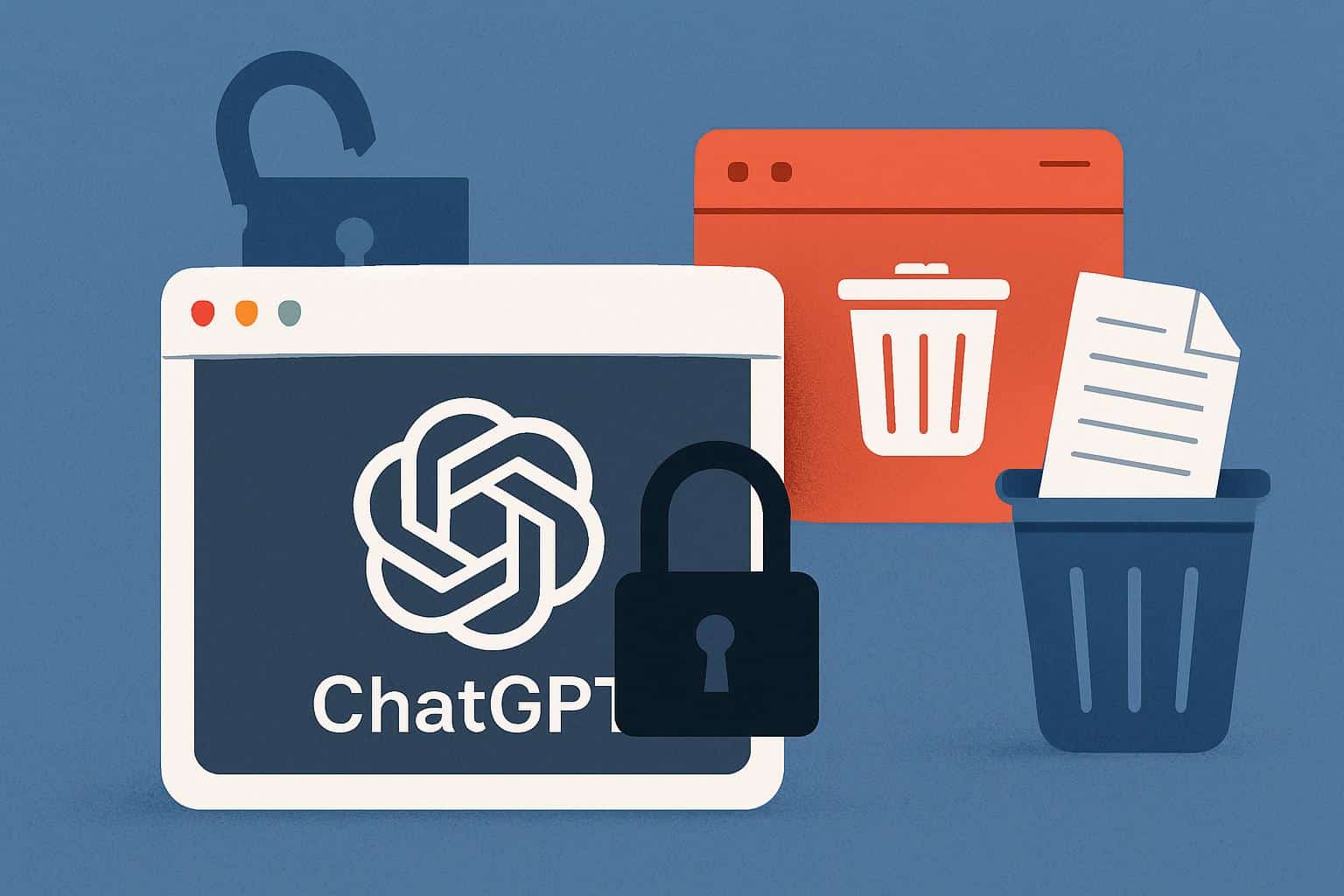 ChatGPT interface with trash icon marking the return of permanent chat deletion
