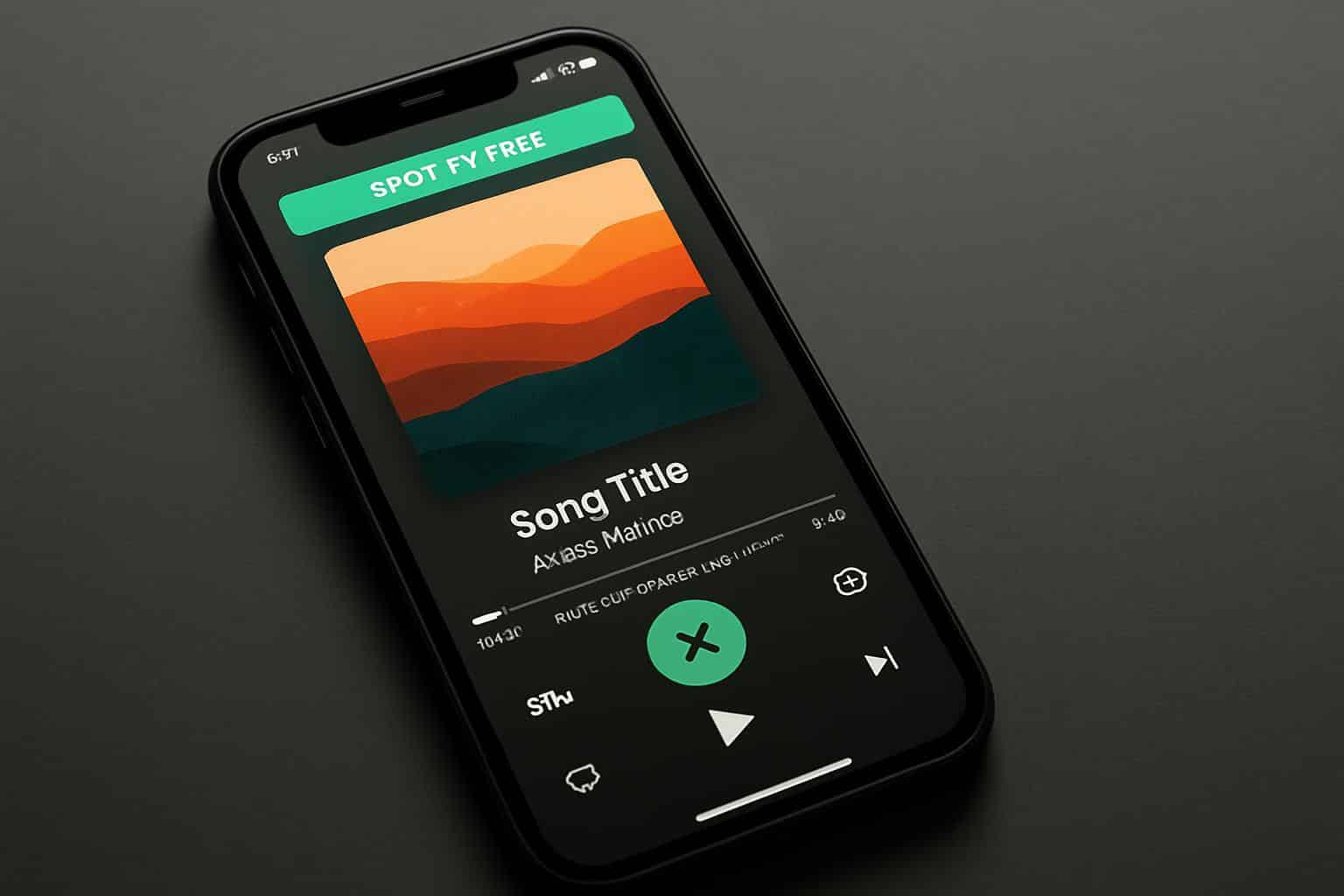 Spotify Free app interface highlighting shuffle-only playback and limited skips