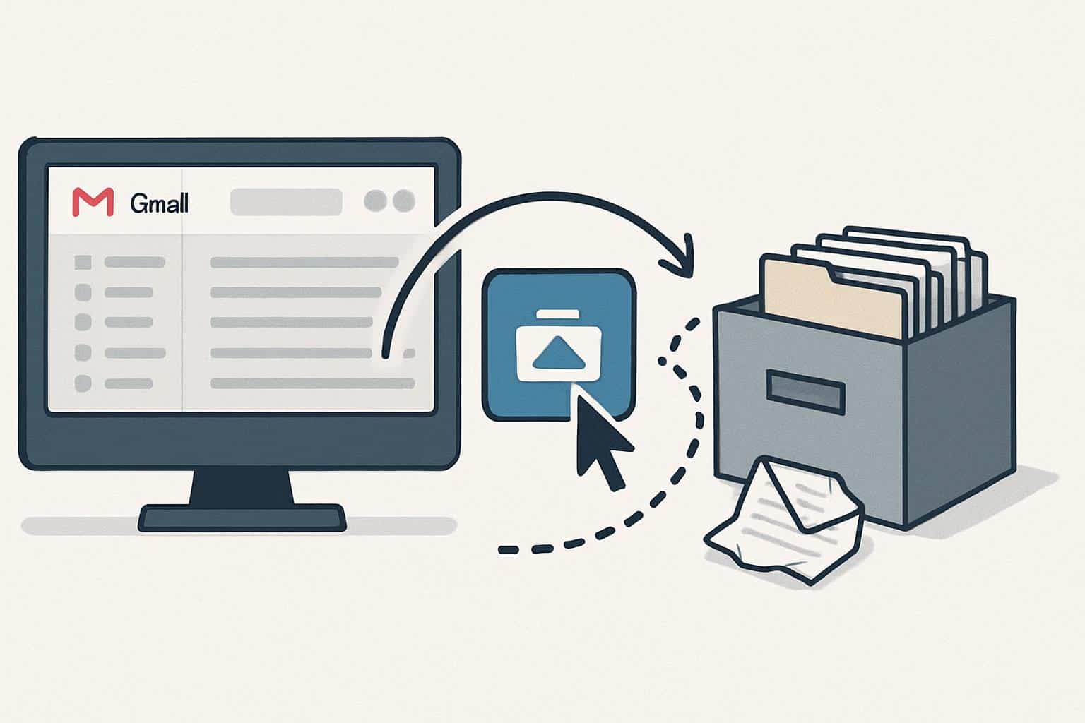 Gmail email archiving with Archive button highlighted, challenging misconceptions