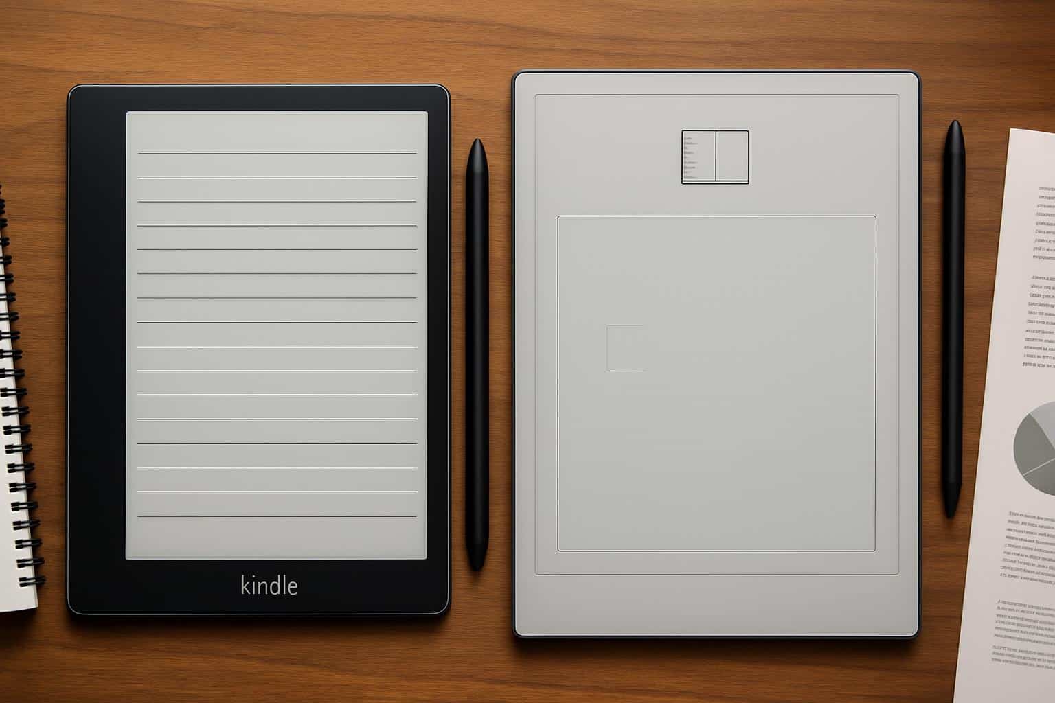 Kindle Scribe vs ReMarkable Paper Pro side-by-side e-ink note-taking tablet comparison