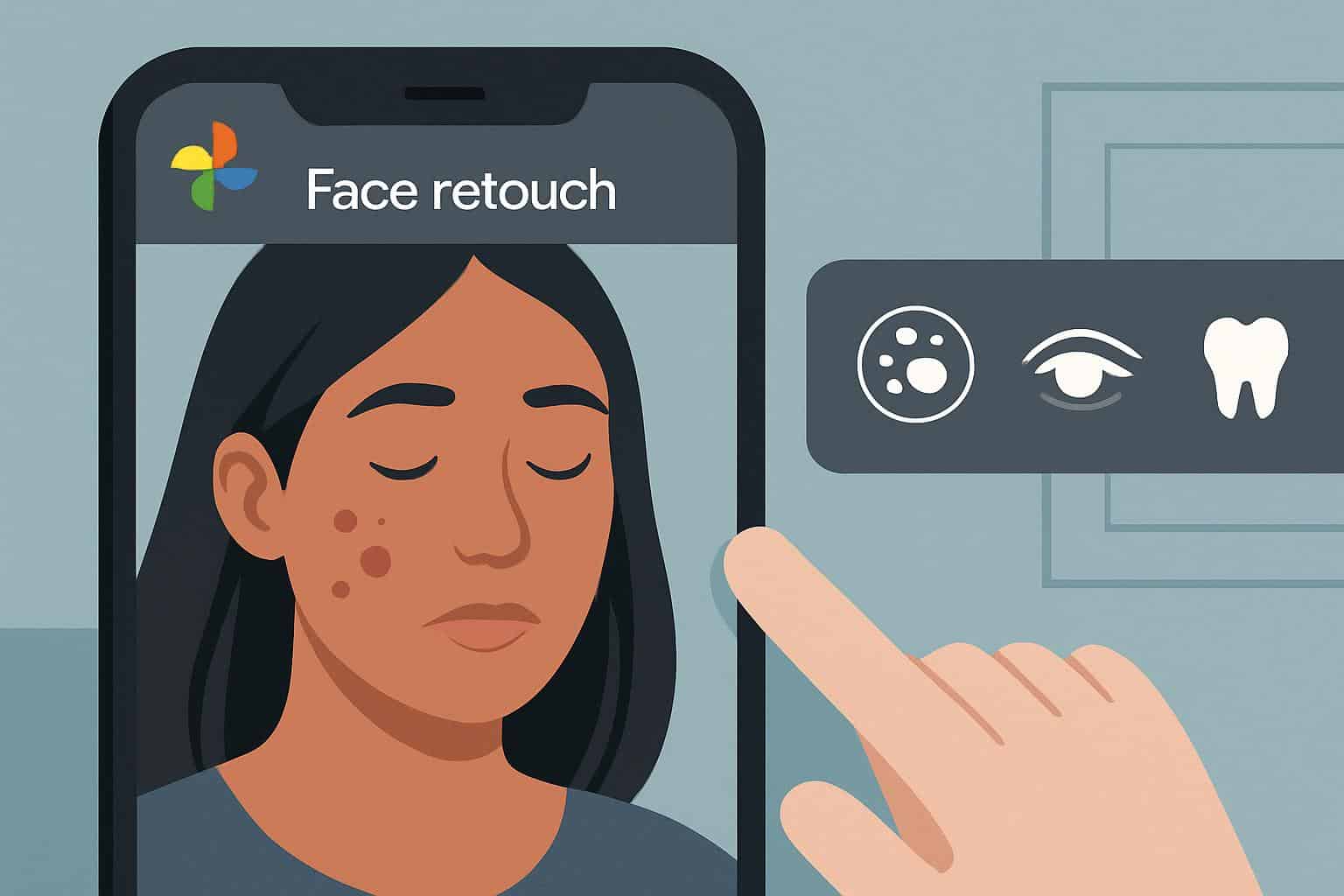 Google Photos tests face retouching tools on app interface with editing sliders and beauty filters
