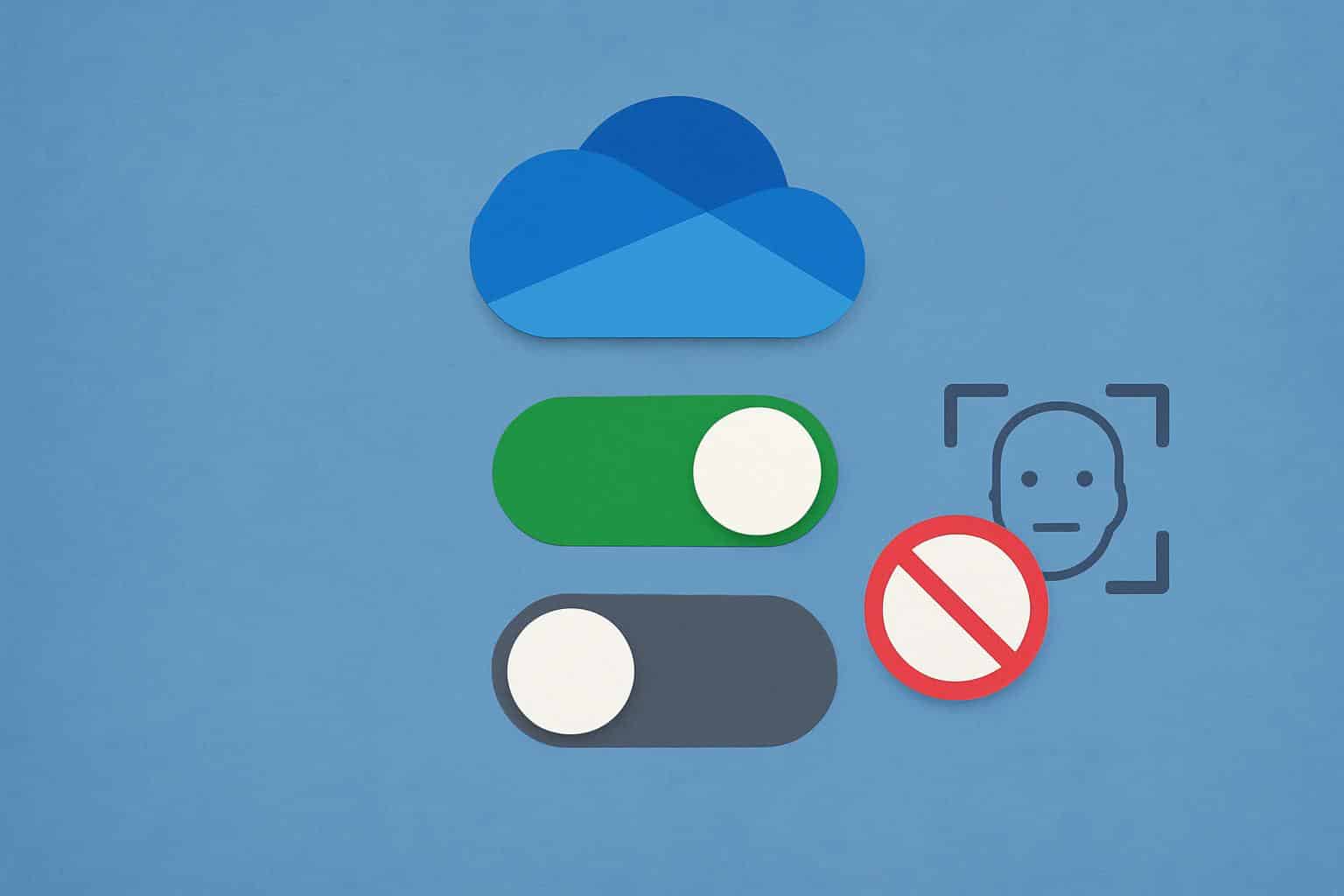 Microsoft OneDrive settings with facial recognition toggle limits