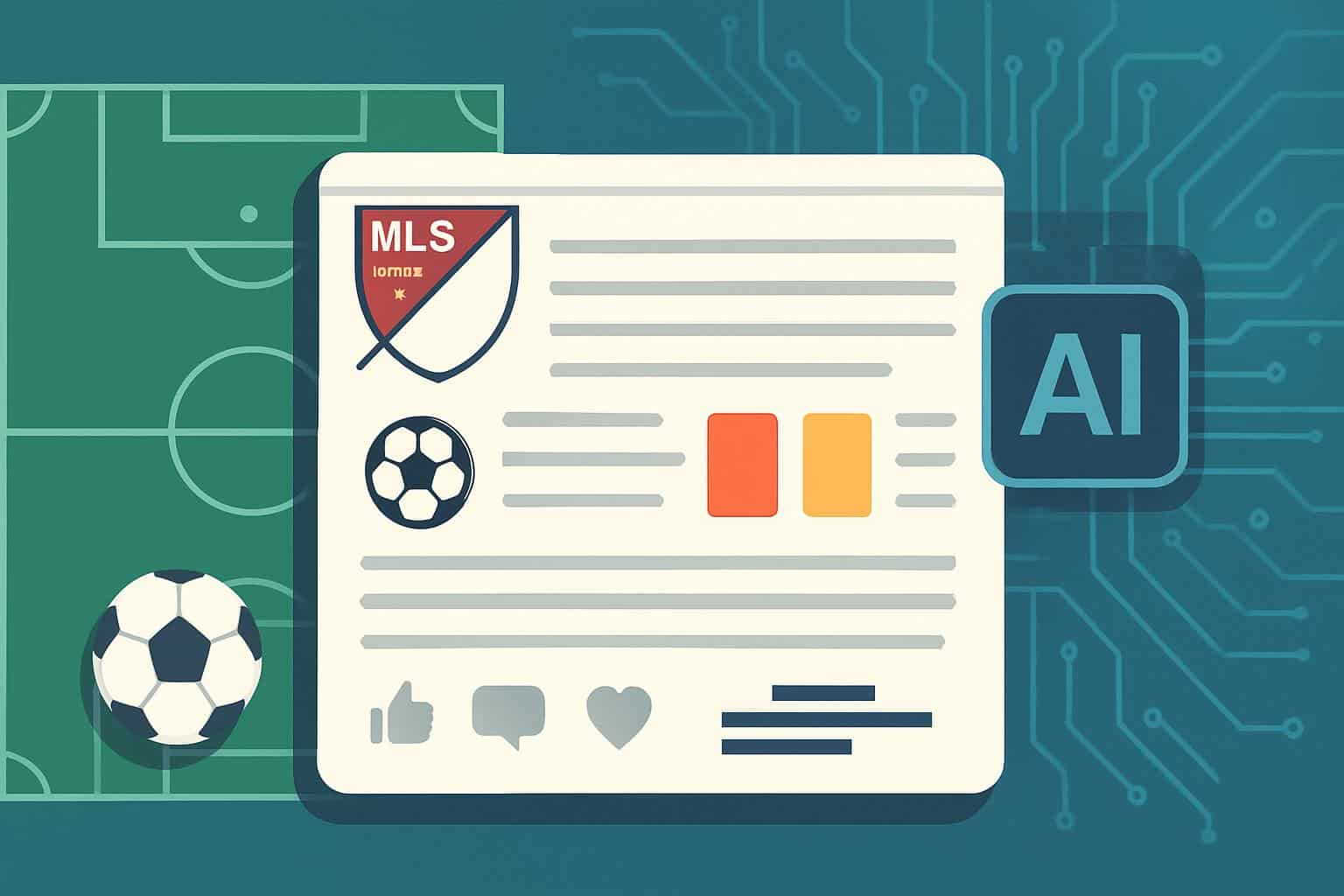 Major League Soccer (MLS) app shows AI-generated match summary on smartphone screen