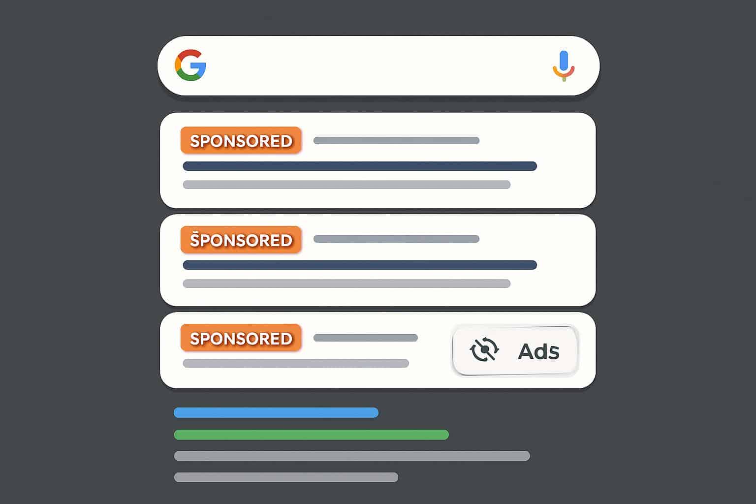 Google Search results featuring a 'Hide ads' option