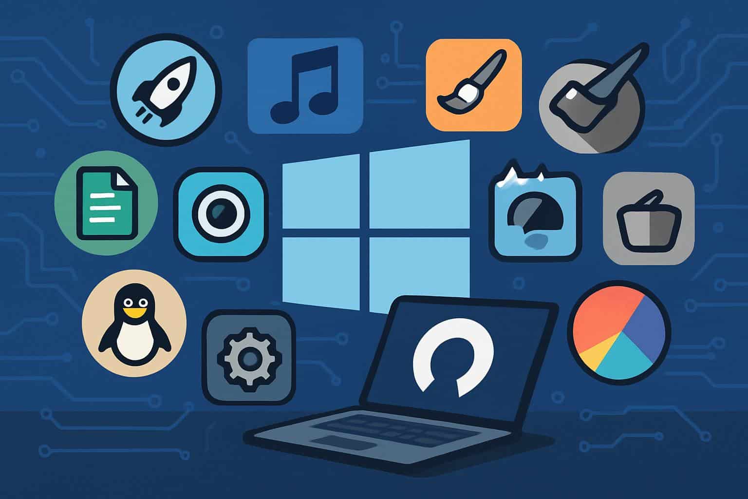 Top 10 free open-source Windows programs—icons of essential apps and tools