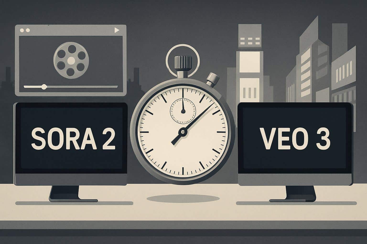 Sora 2 vs Veo 3 speed test benchmark with stopwatch and performance results