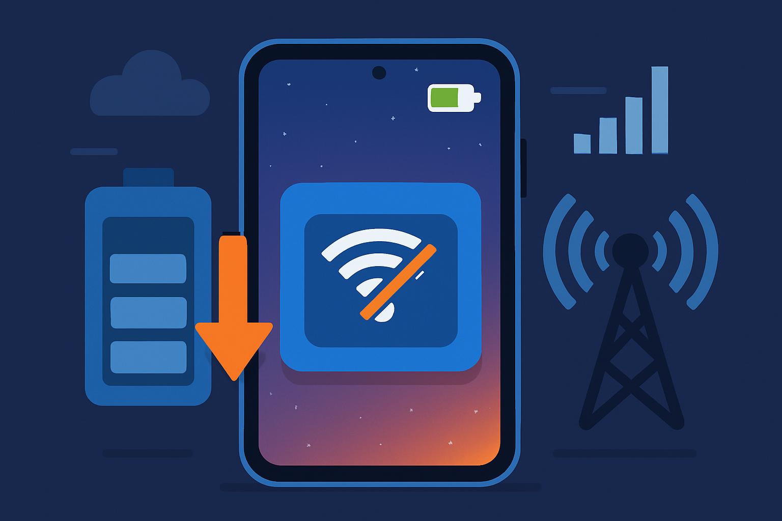 Samsung Galaxy phone with low battery, network access disabled to save power