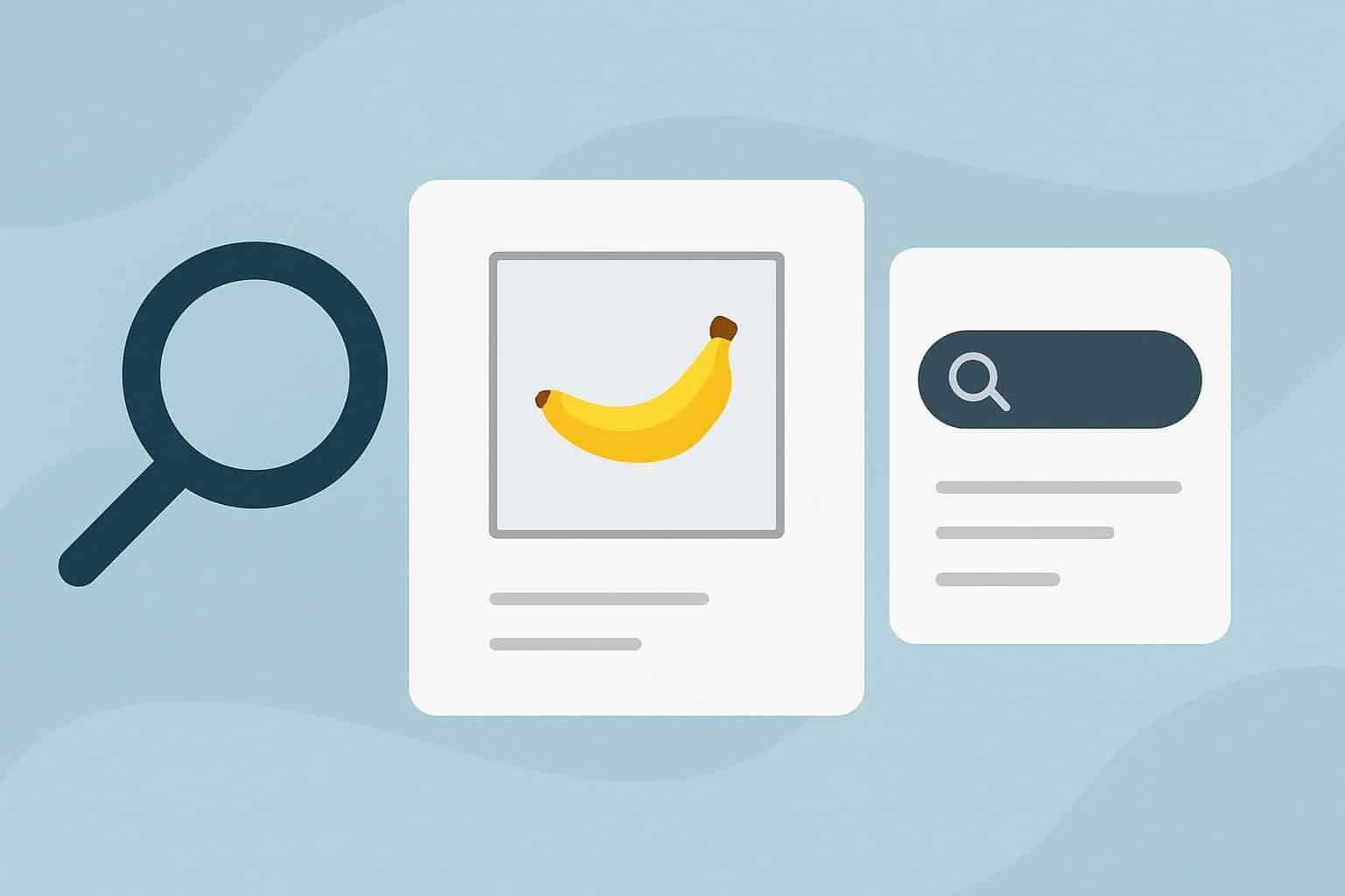 Google Lens and Search logos with Nano Banana branding, no Gemini required