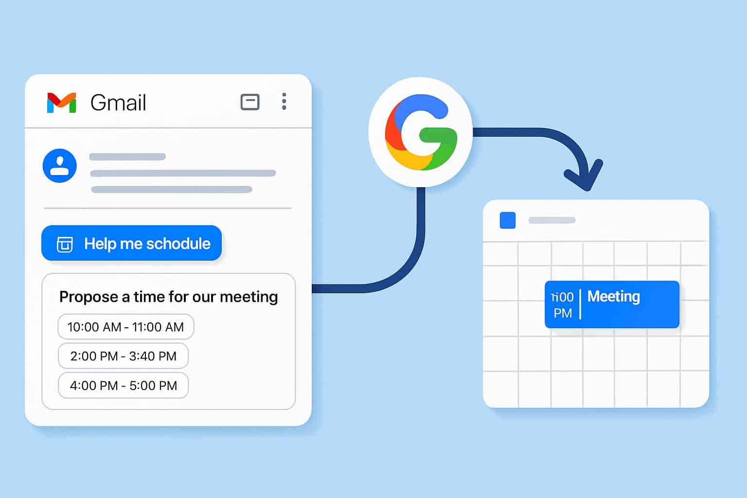Google Gemini AI scheduling meetings in Gmail