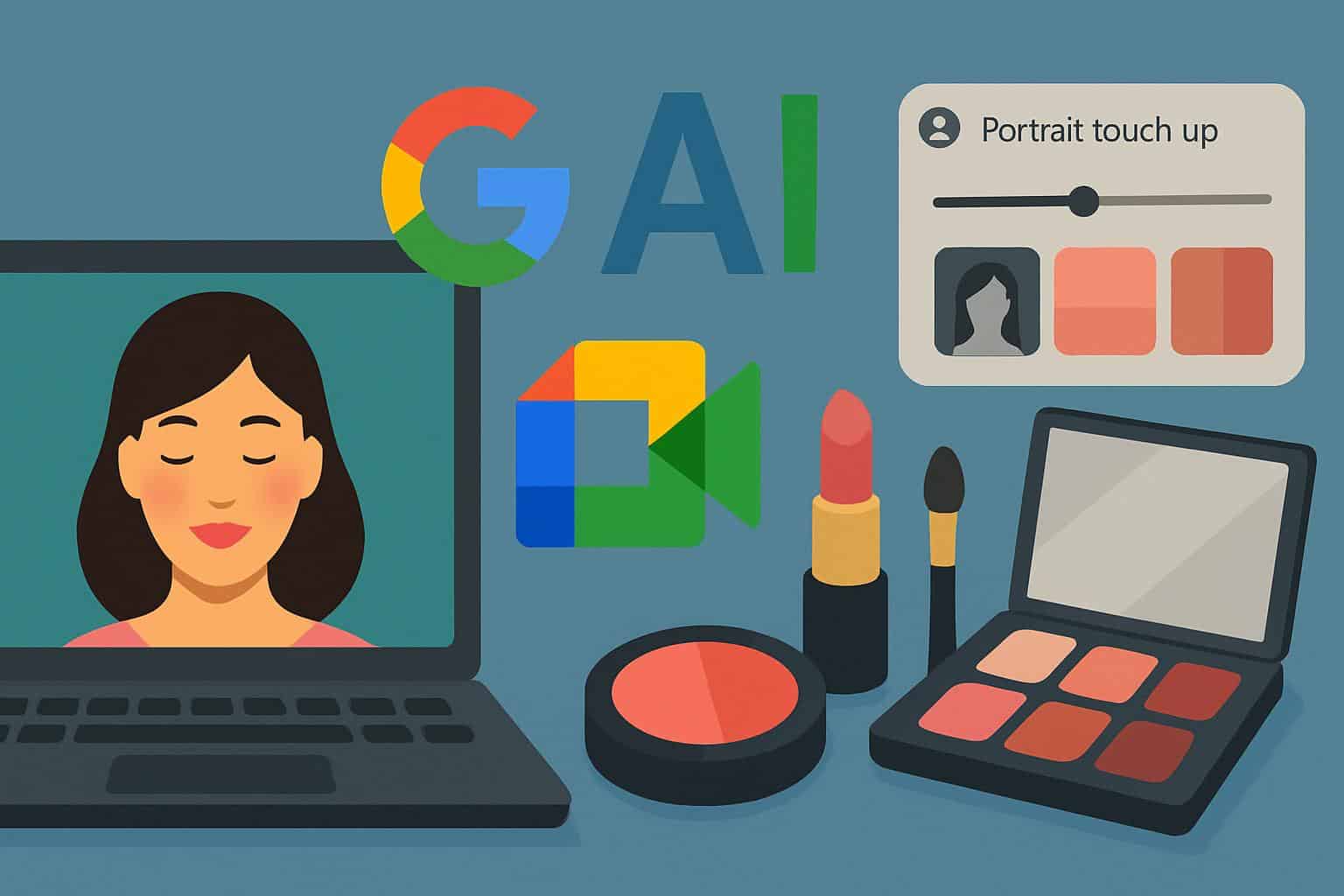 Google Meet AI makeup filter options in video call settings