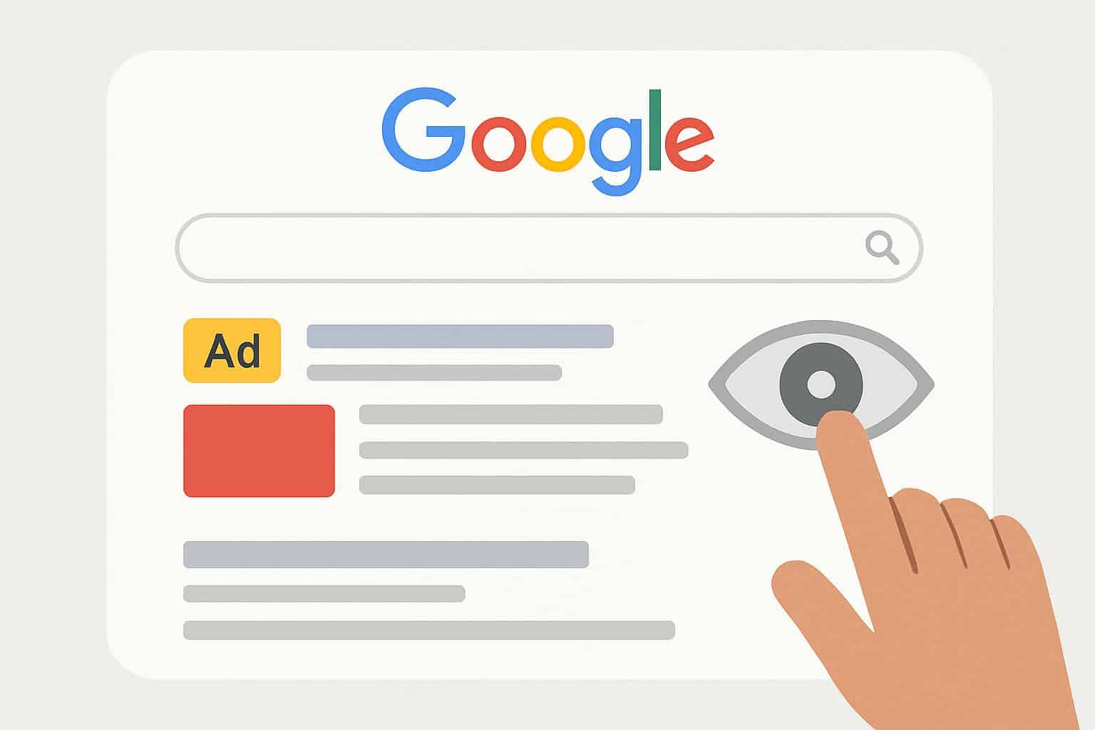 Google Search results showing 'Hide ad' option for sponsored results