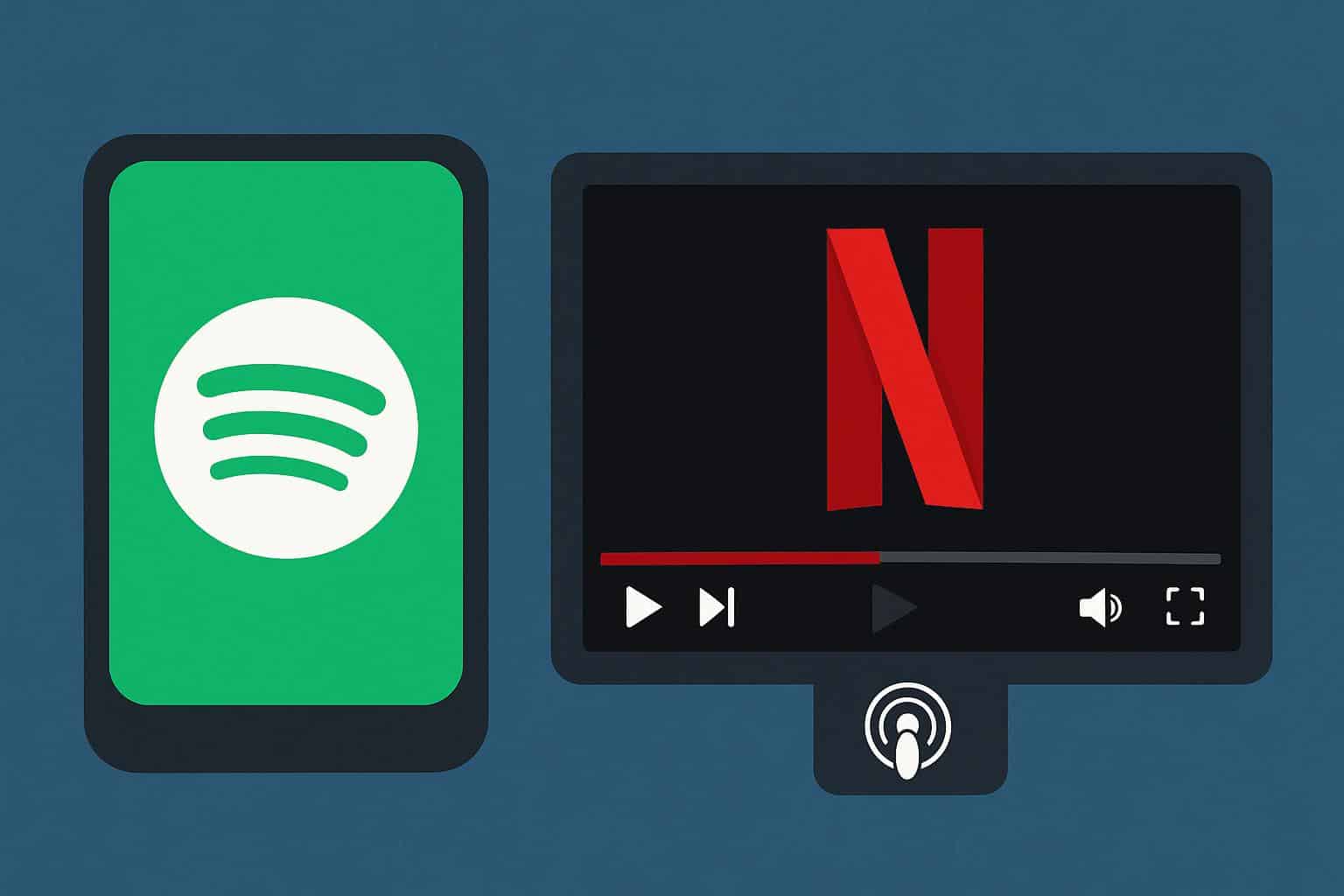 Spotify and Netflix logos showcase video podcasts coming to Netflix