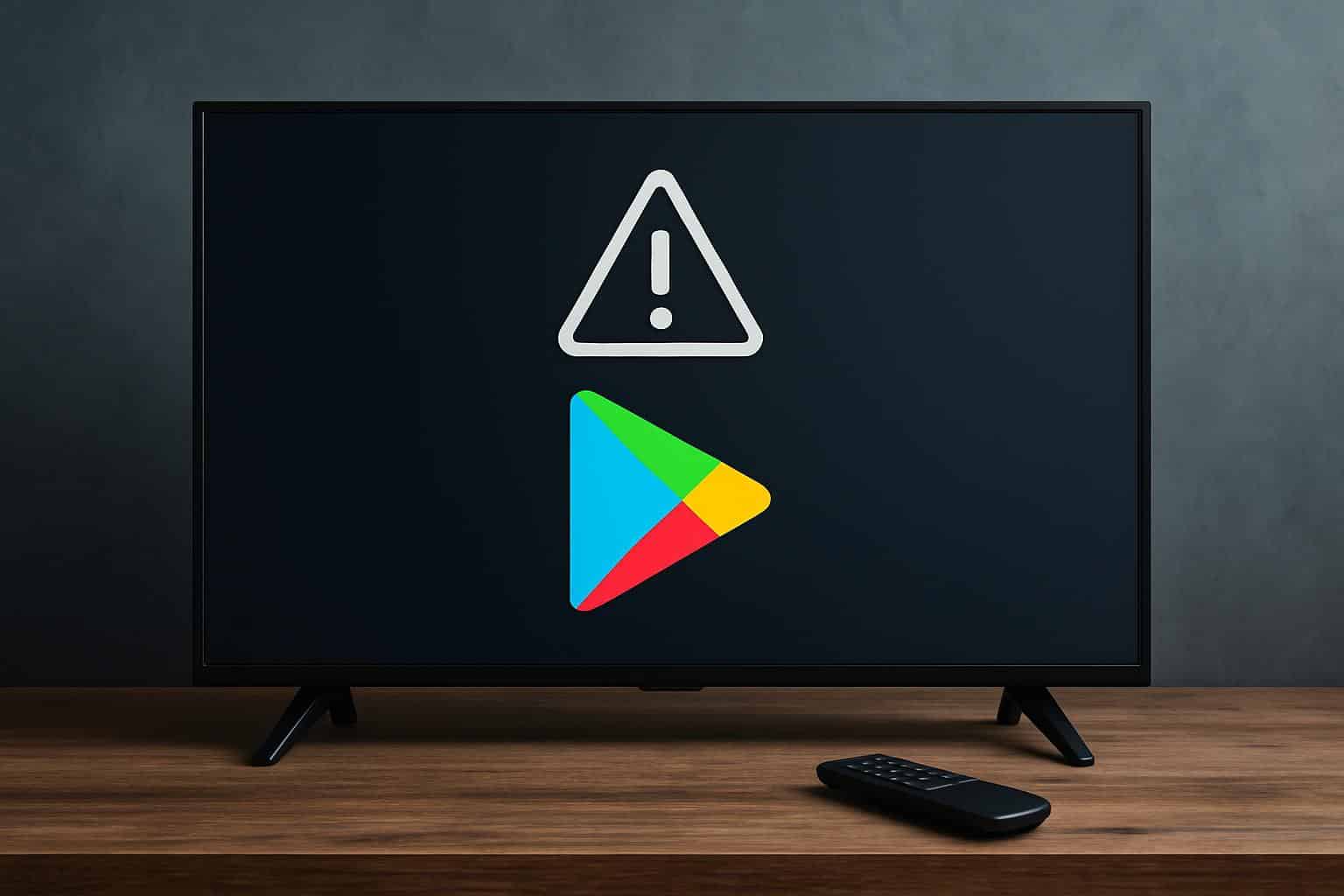 Android TV home screen with Google Play Store not opening error message