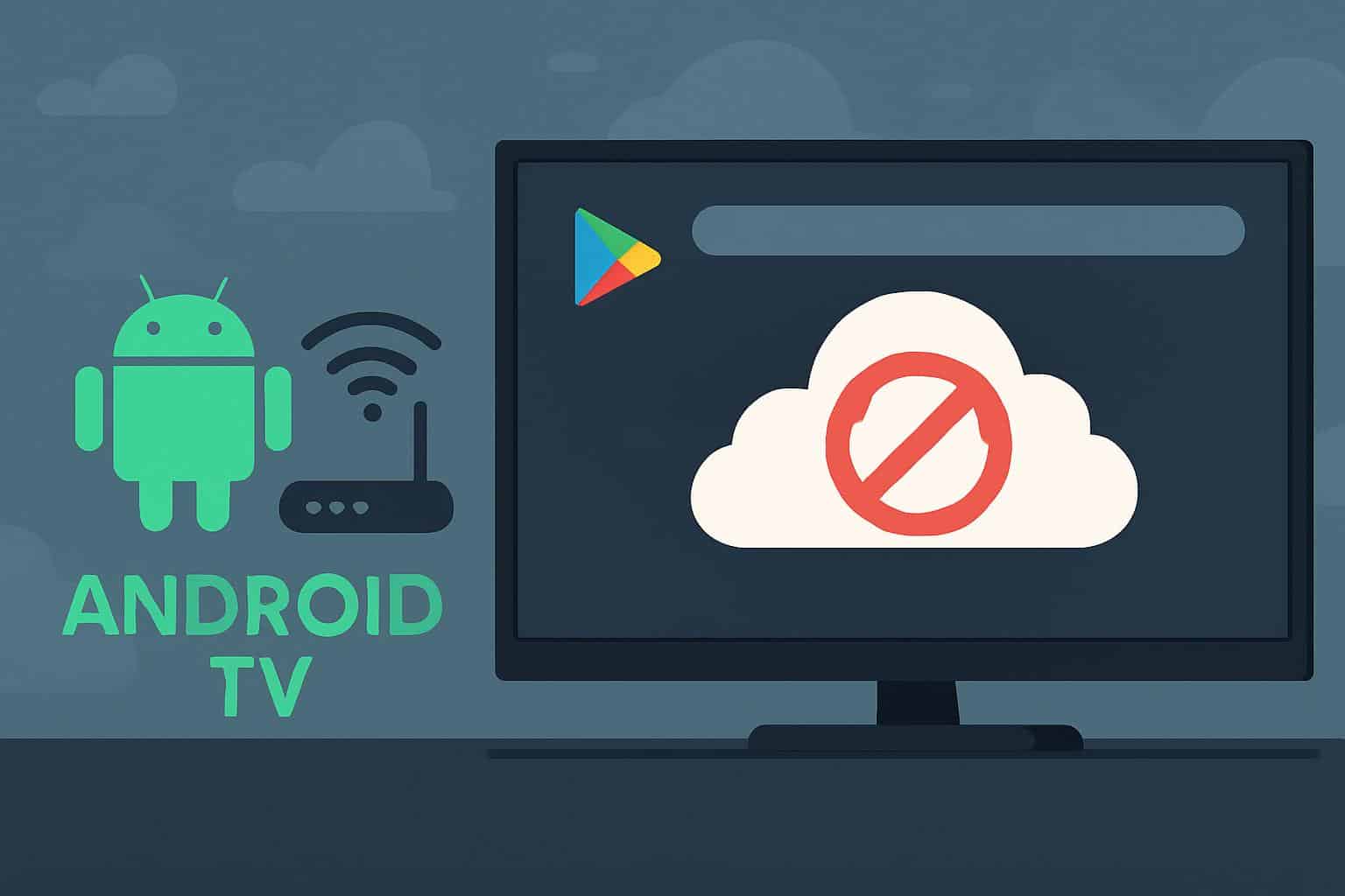 Android TV Google Play Store not opening, troubleshooting concept