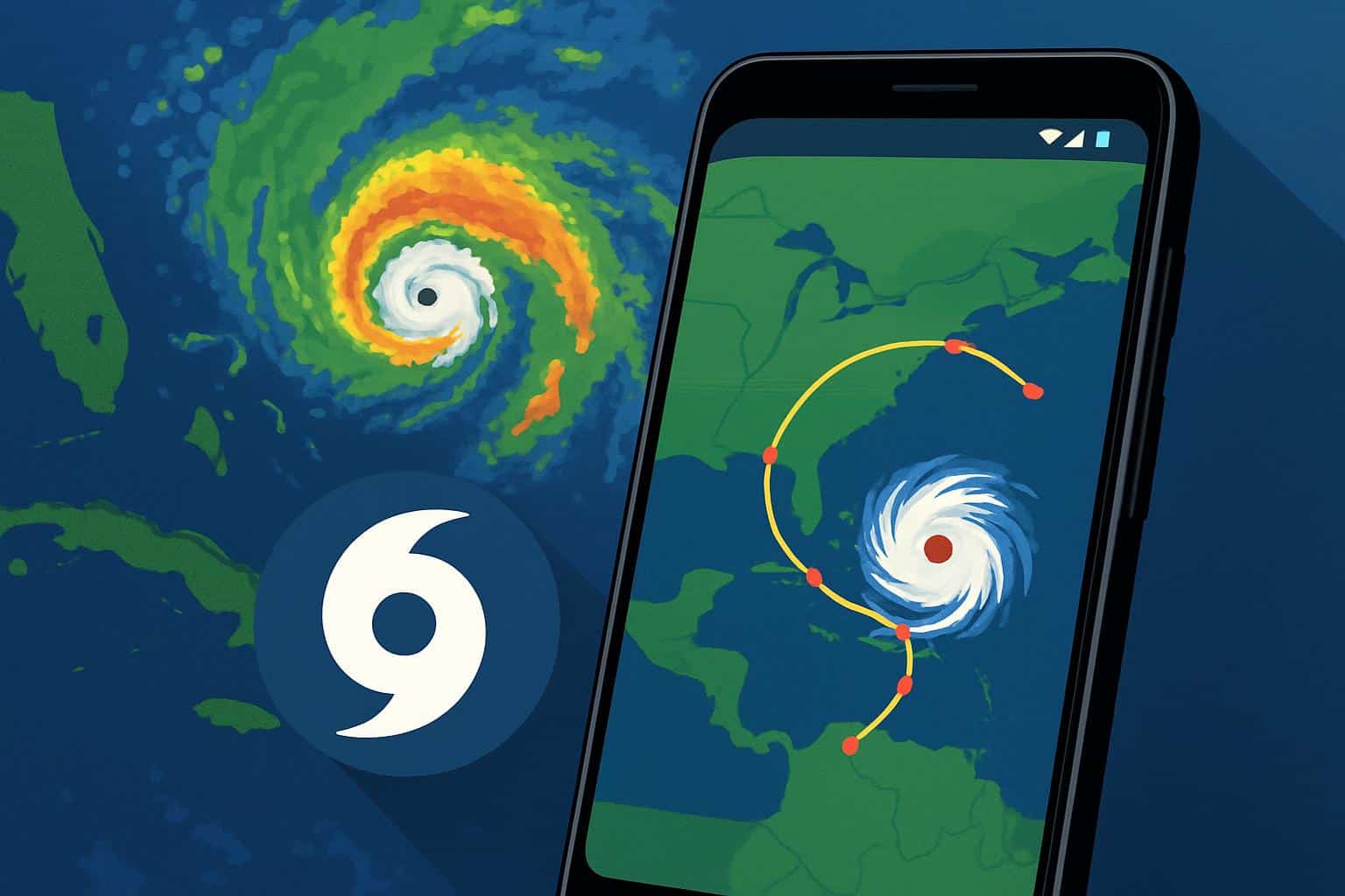 Android hurricane and tropical storm tracker app on phone screen