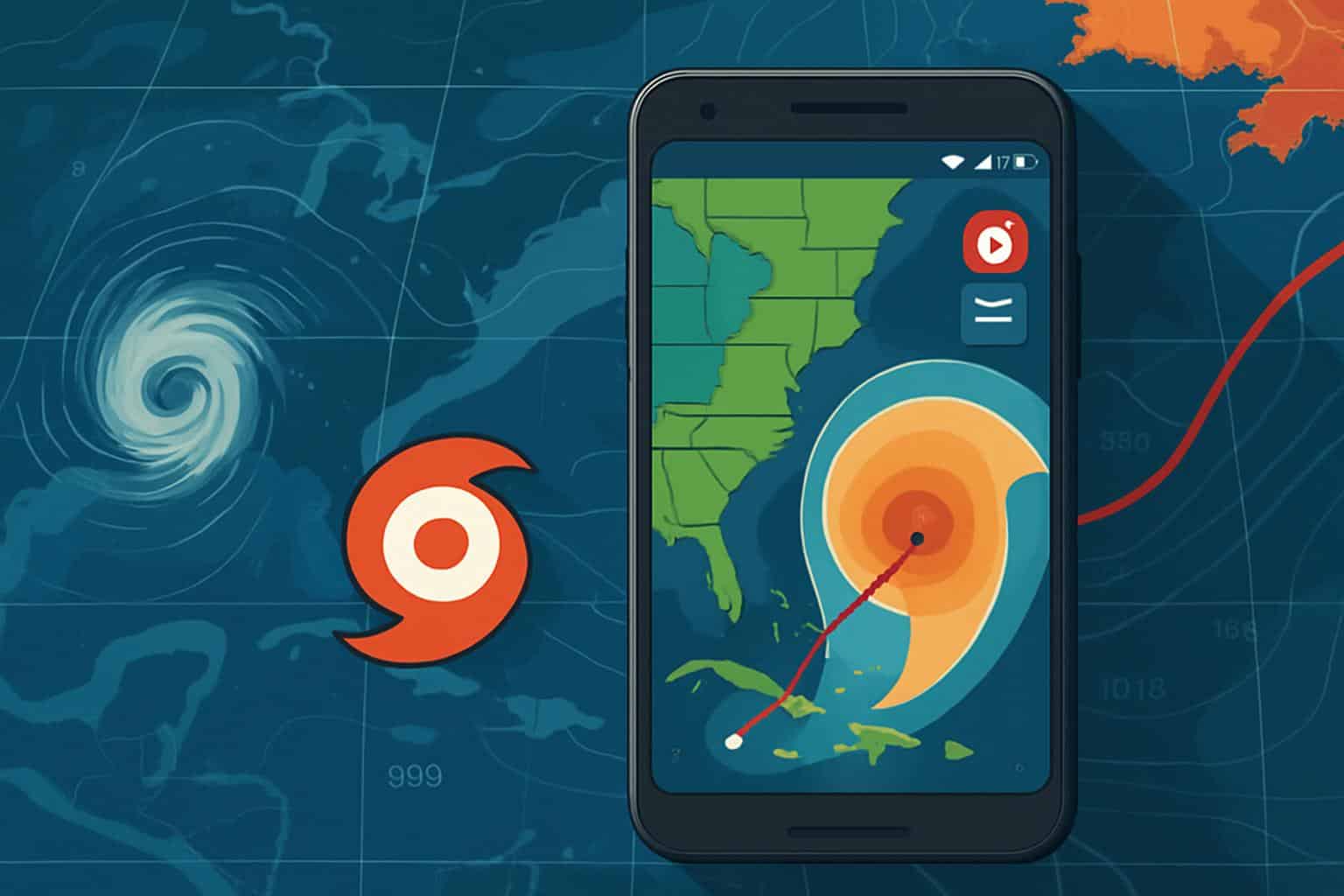Android hurricane and tropical storm tracker app with radar maps, forecasts, and alerts.