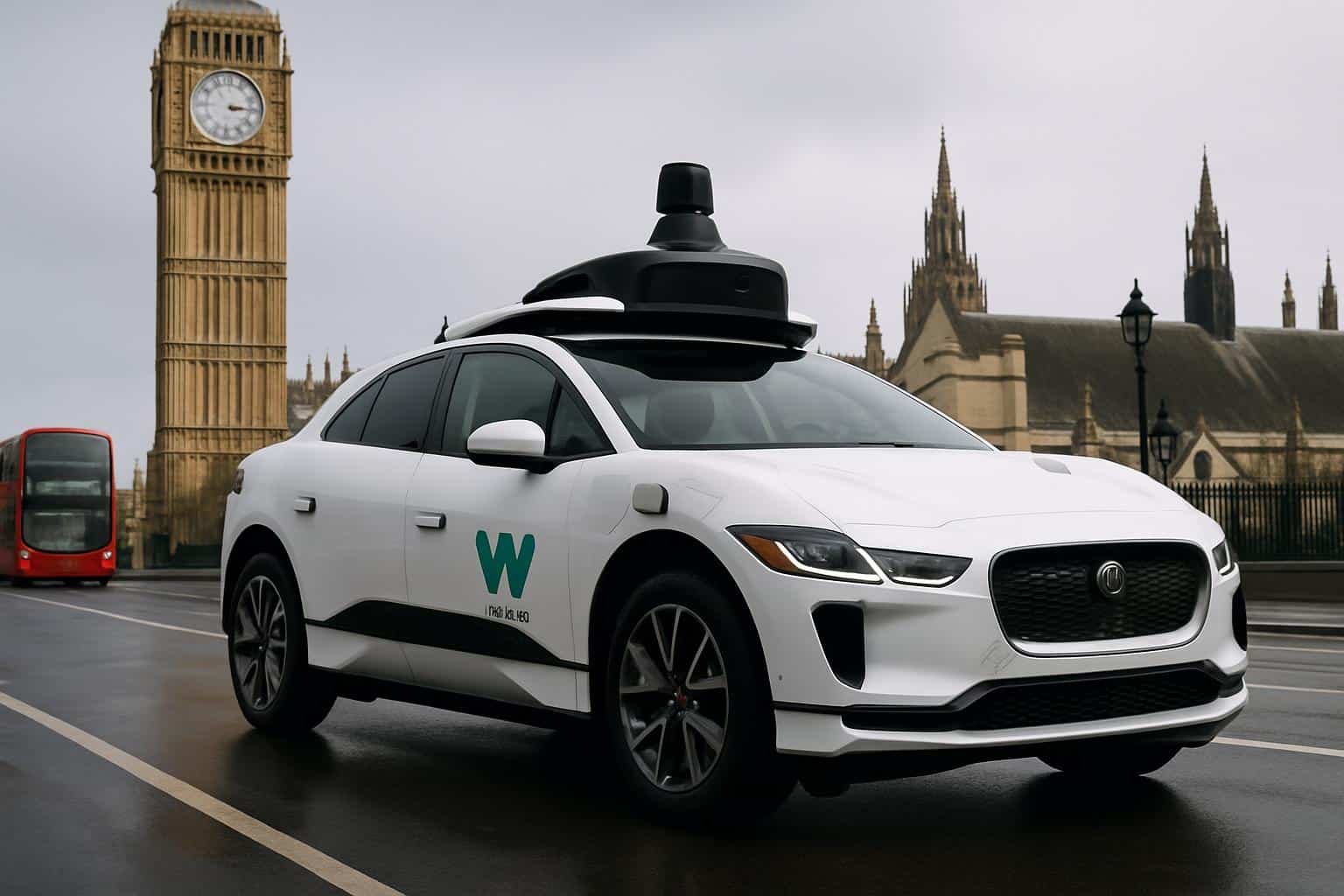 Waymo autonomous ride-hailing car on London street
