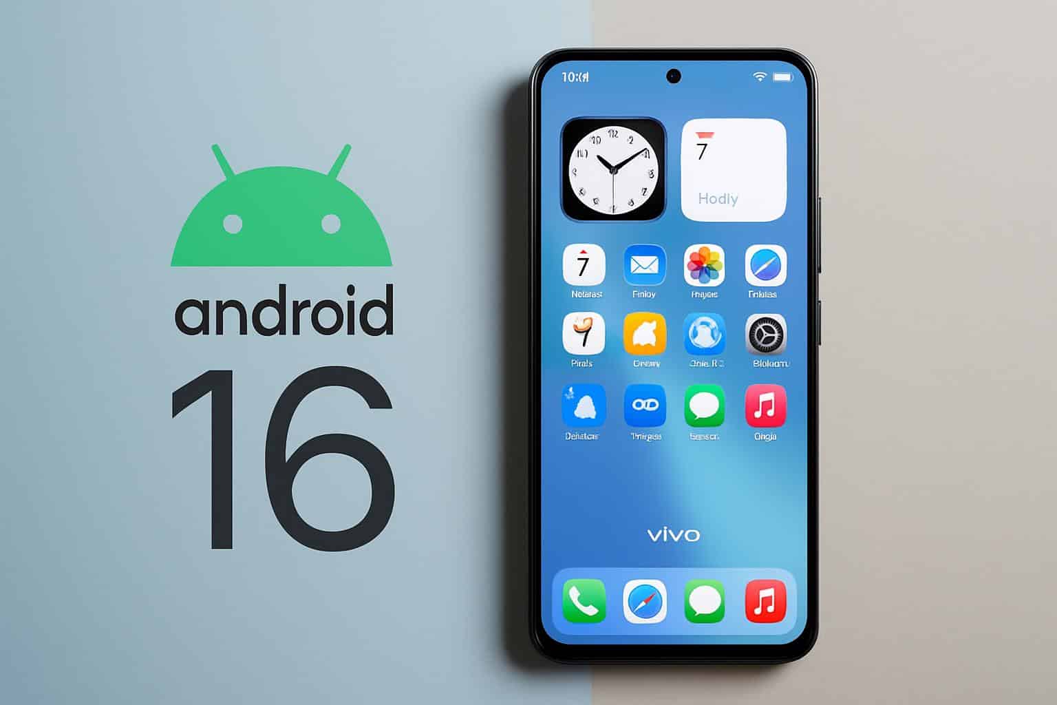 Vivo OriginOS 6 iOS-style interface on Android 16 smartphone home screen