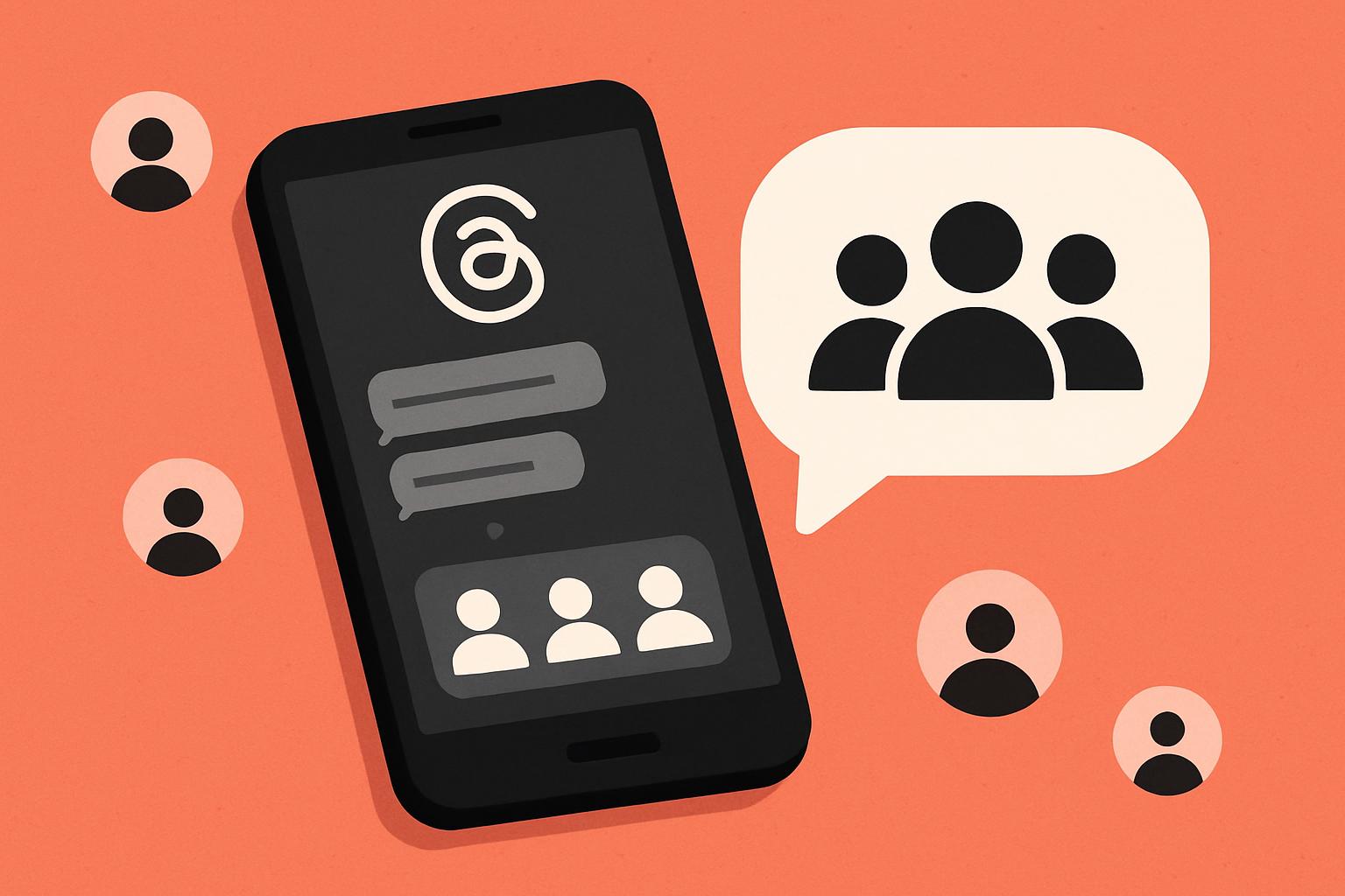 Meta Threads app showing how to start a group DM and create a multi-person chat