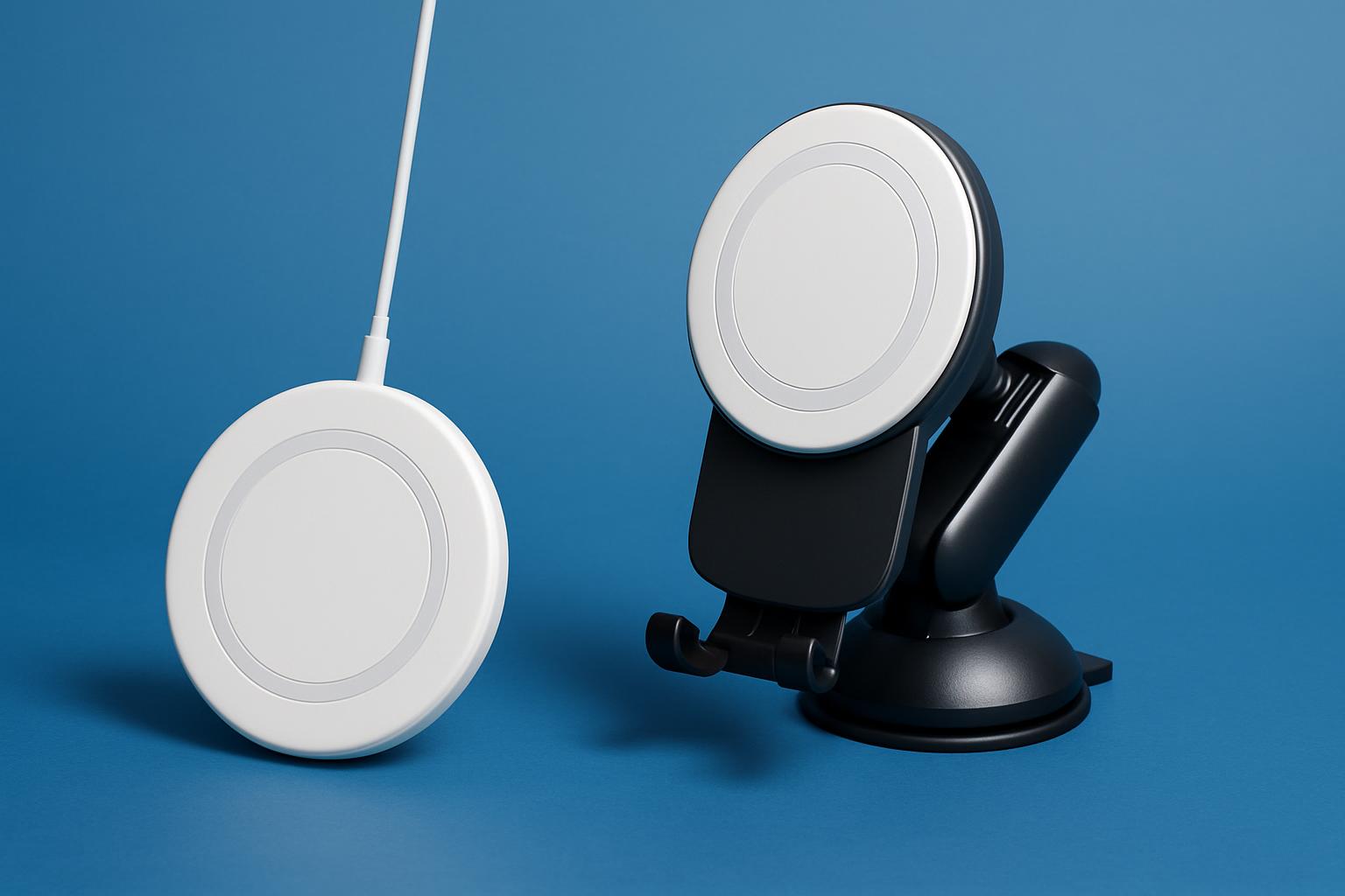 Samsung Qi2 wireless charger aligning magnetically with Galaxy smartphone