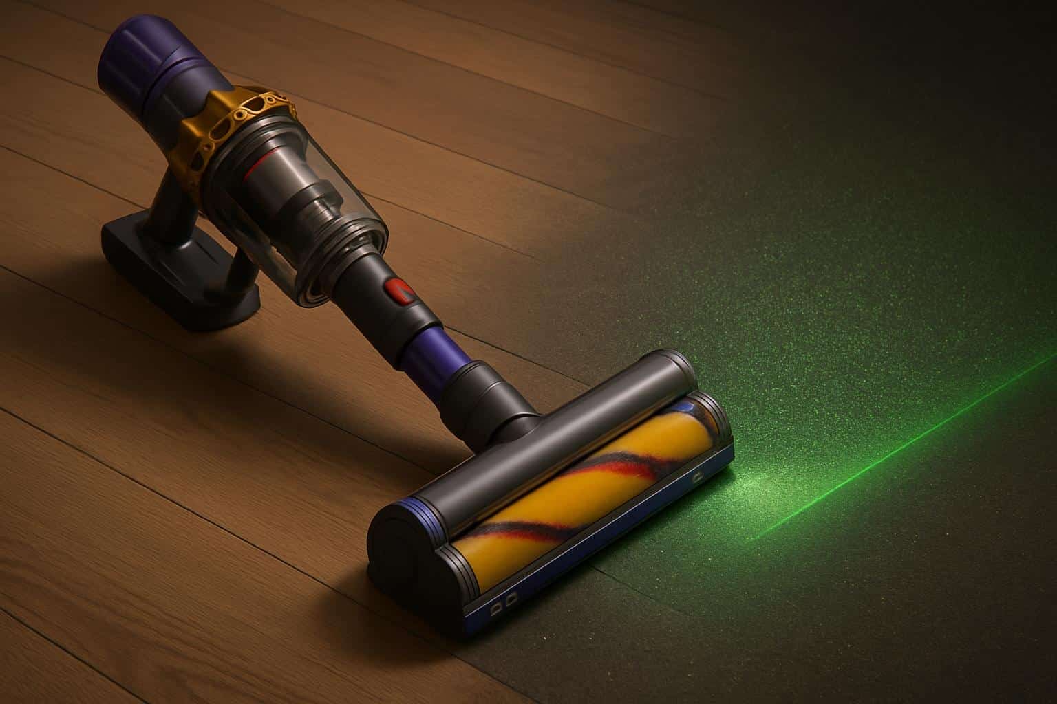 Dyson V12 Detect Slim laser vacuum revealing dust on floor, $399.99